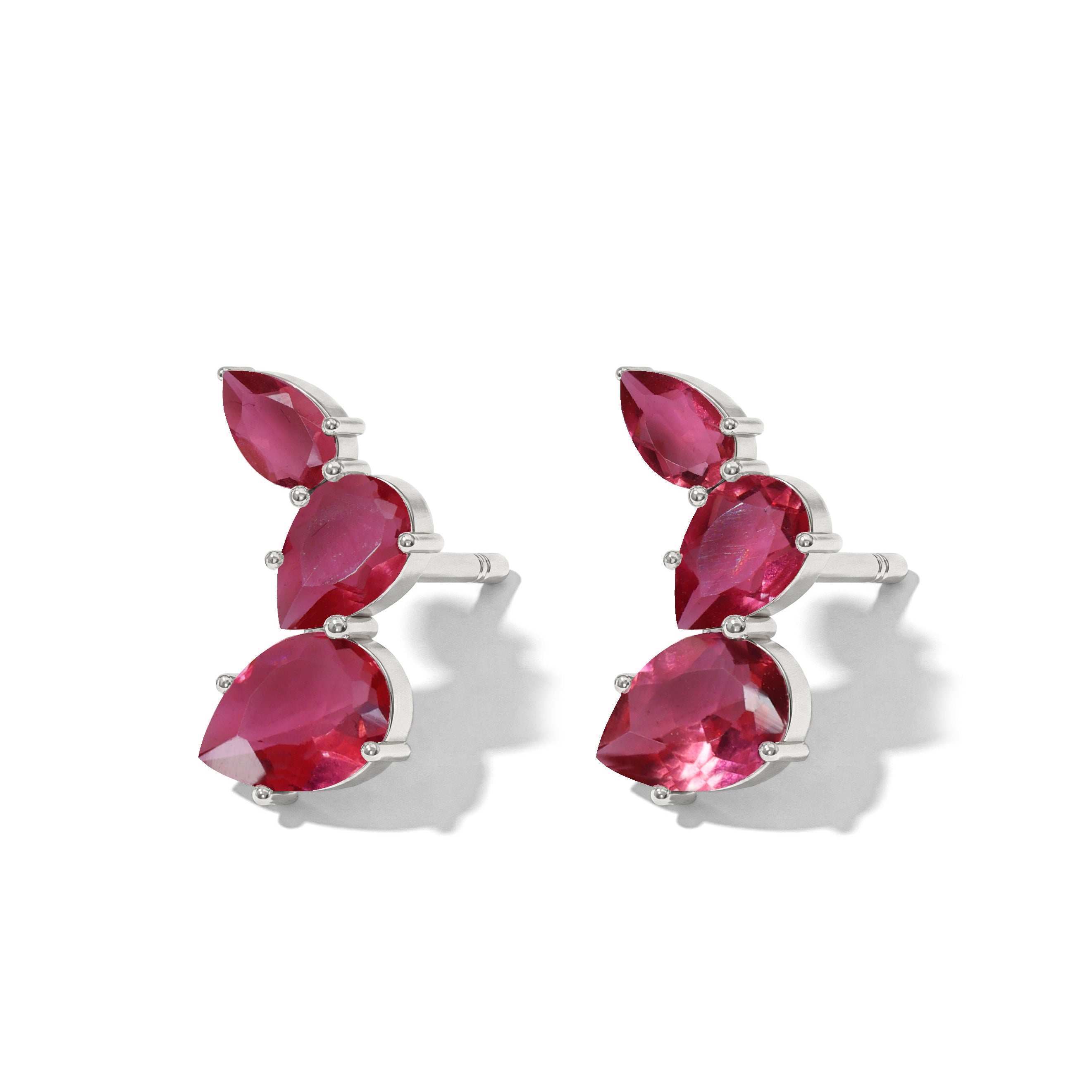 Pink Tourmaline Pear Stud Earrings in 925 Sterling Silver 3.30ct