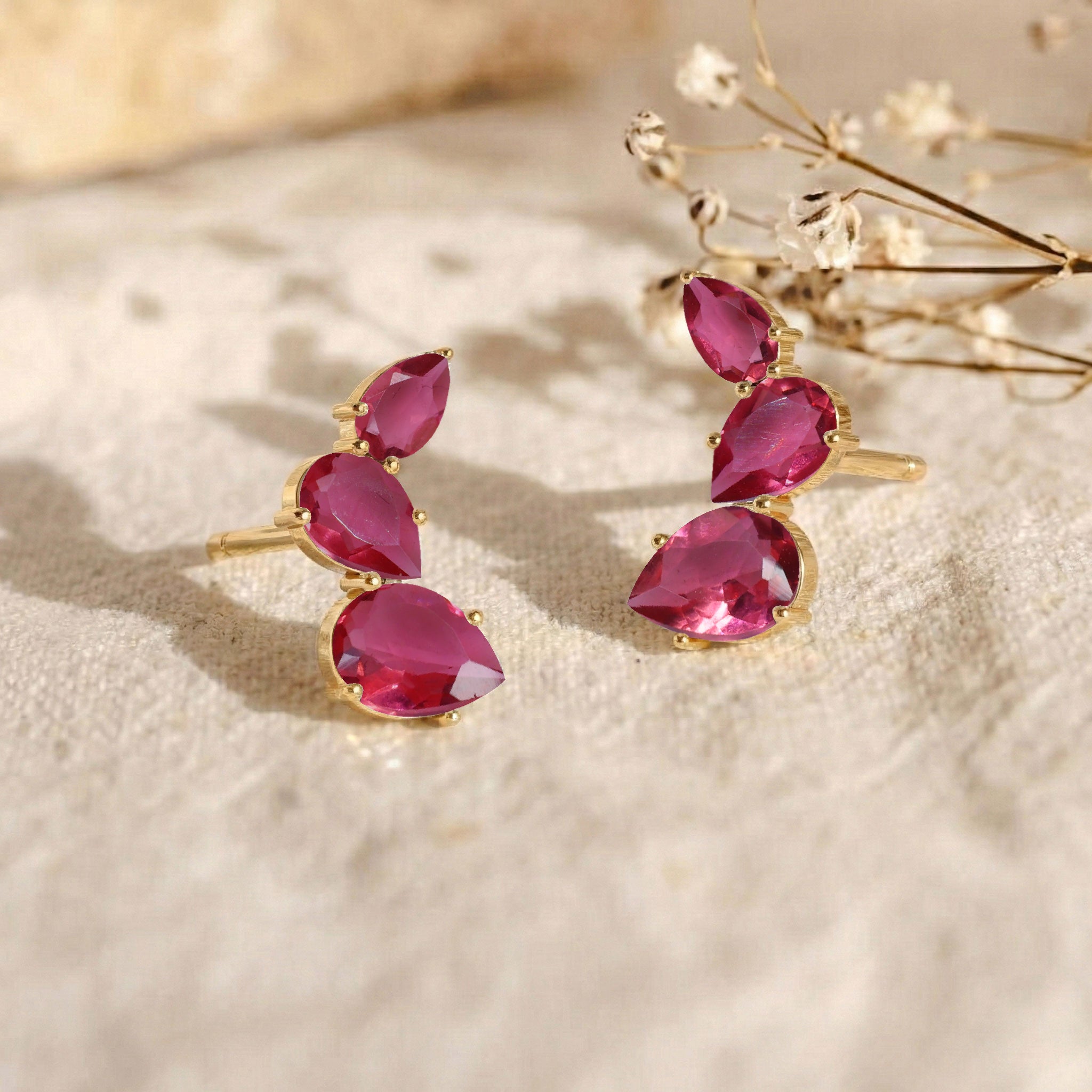 Pink Tourmaline Pear Stud Earrings in 925 Sterling Silver 3.30ct