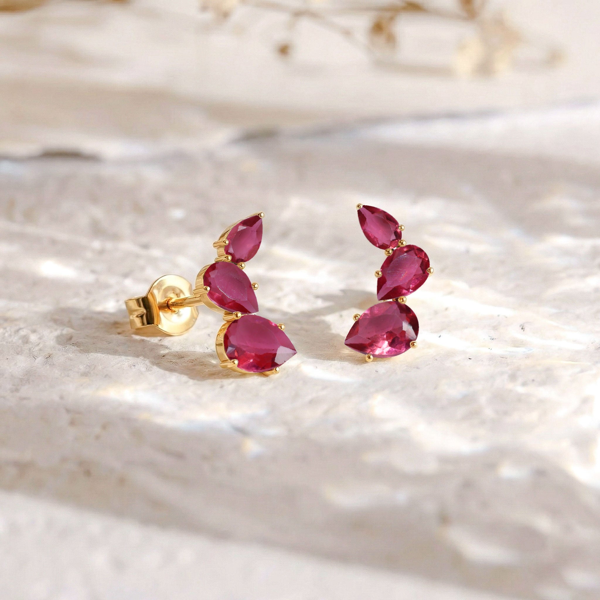 Pink Tourmaline Pear Stud Earrings in 925 Sterling Silver 3.30ct