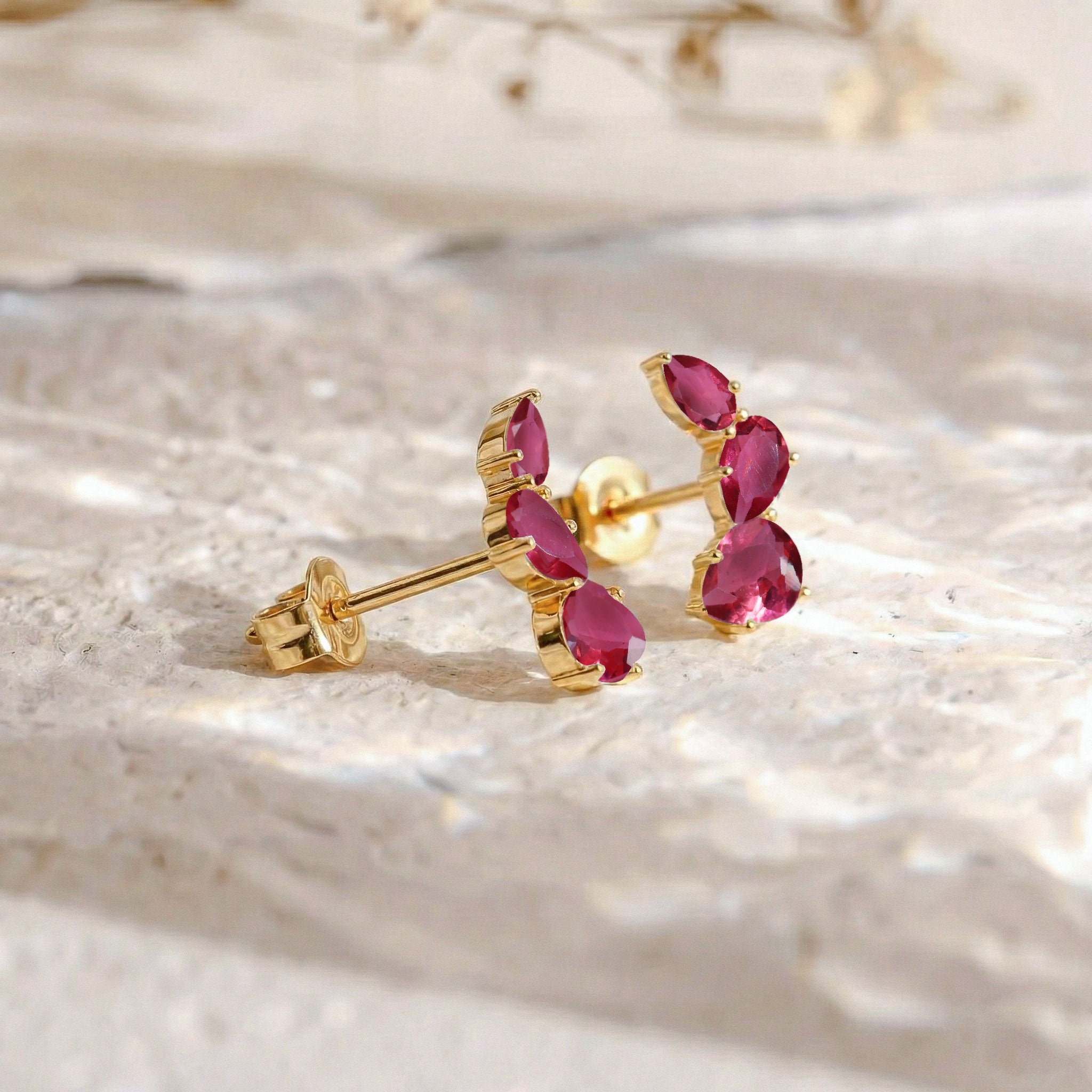 Pink Tourmaline Pear Stud Earrings in 925 Sterling Silver 3.30ct