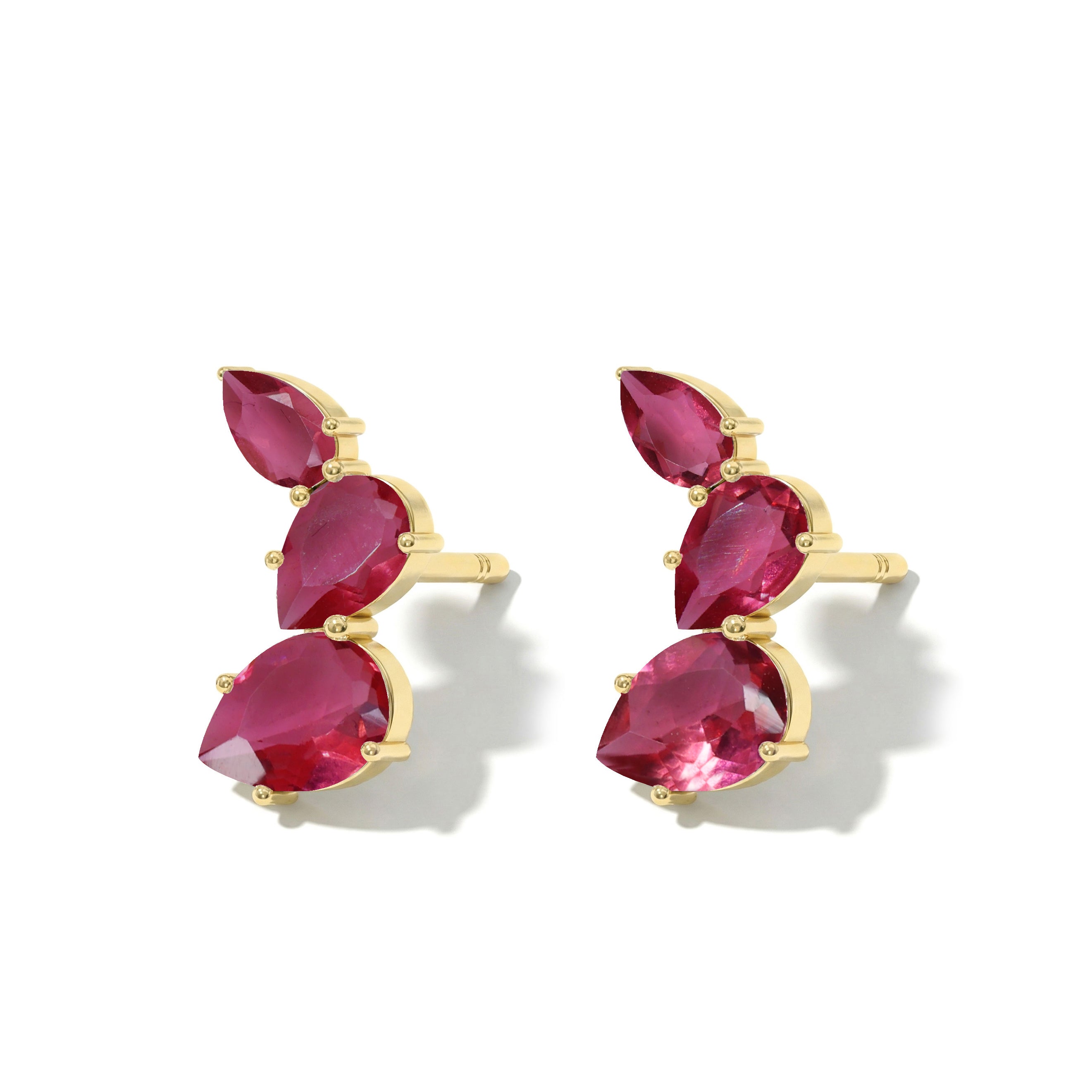 Pink Tourmaline Pear Stud Earrings in 925 Sterling Silver 3.30ct