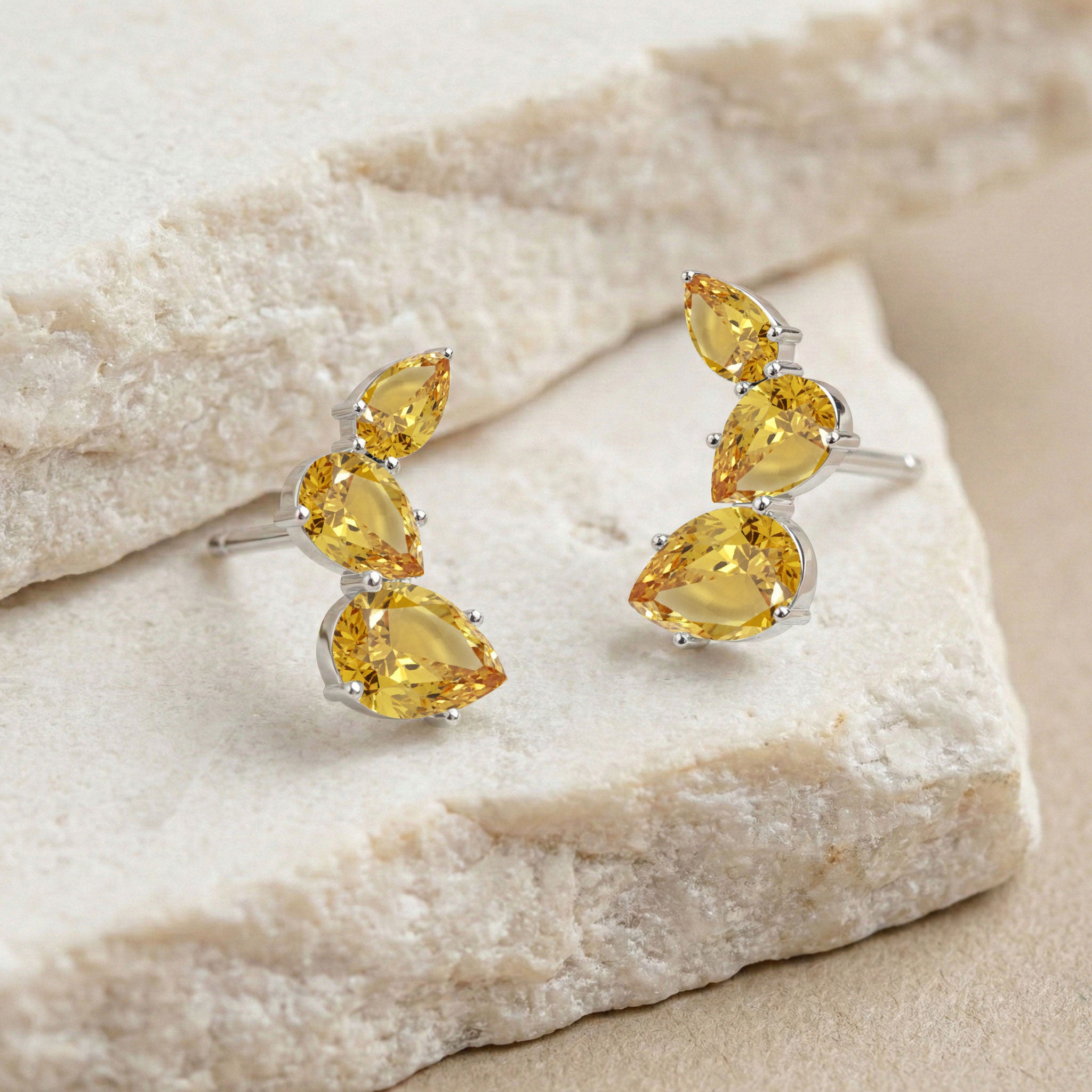 Citrine Pear Stud Earrings in 925 Sterling Silver 3.30ct