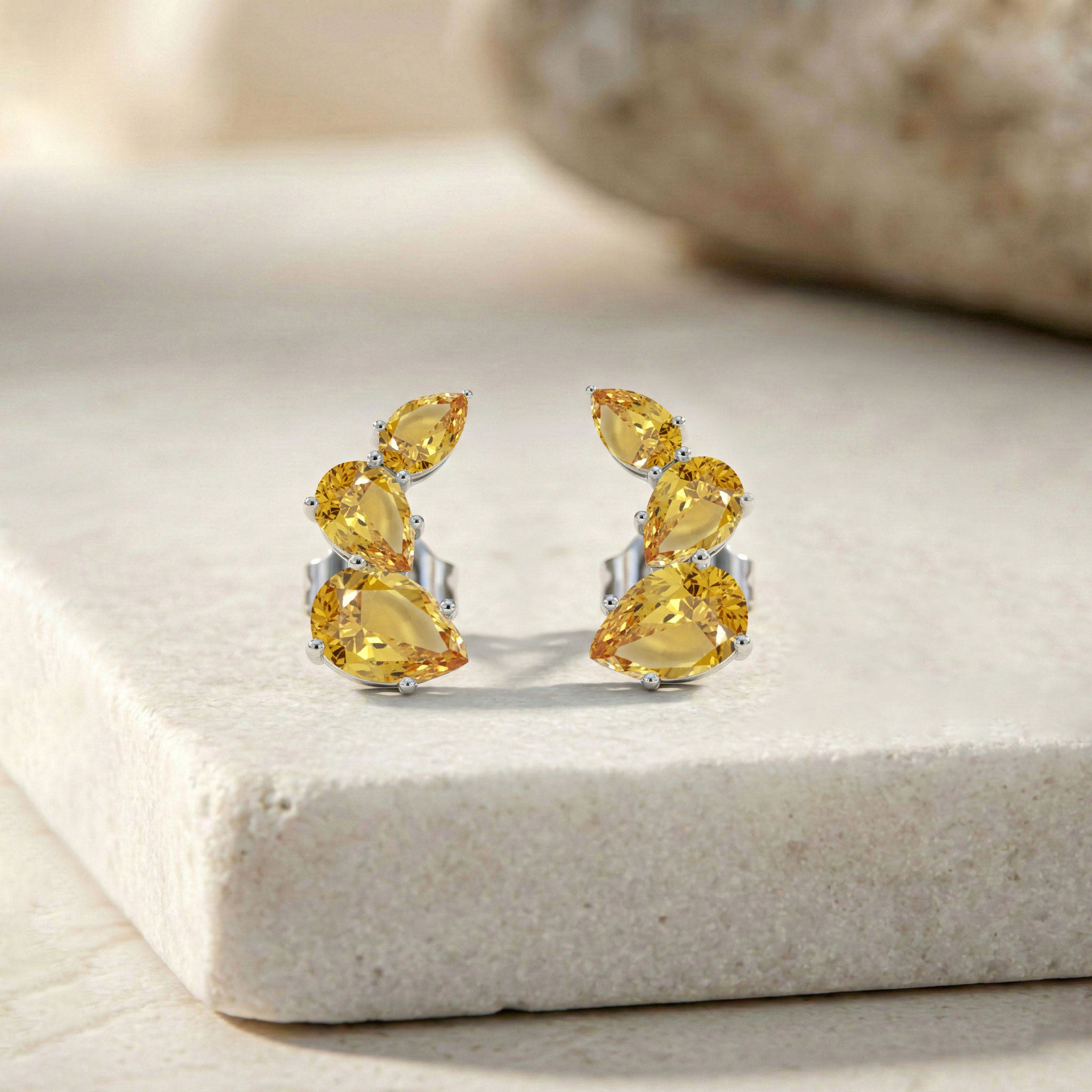 Citrine Pear Stud Earrings in 925 Sterling Silver 3.30ct