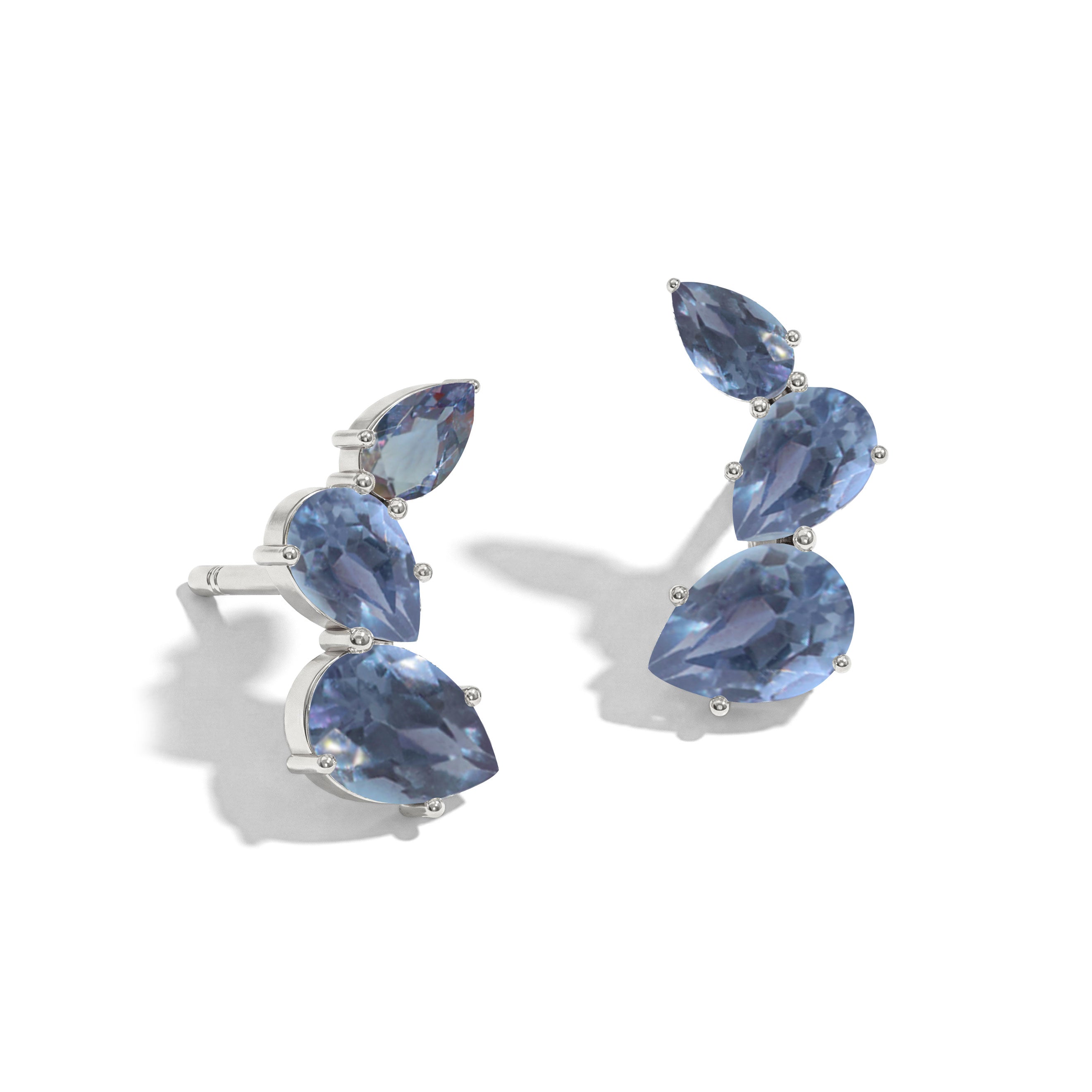 Alexandrite Pear Stud Earrings in 925 Sterling Silver 3.30ct