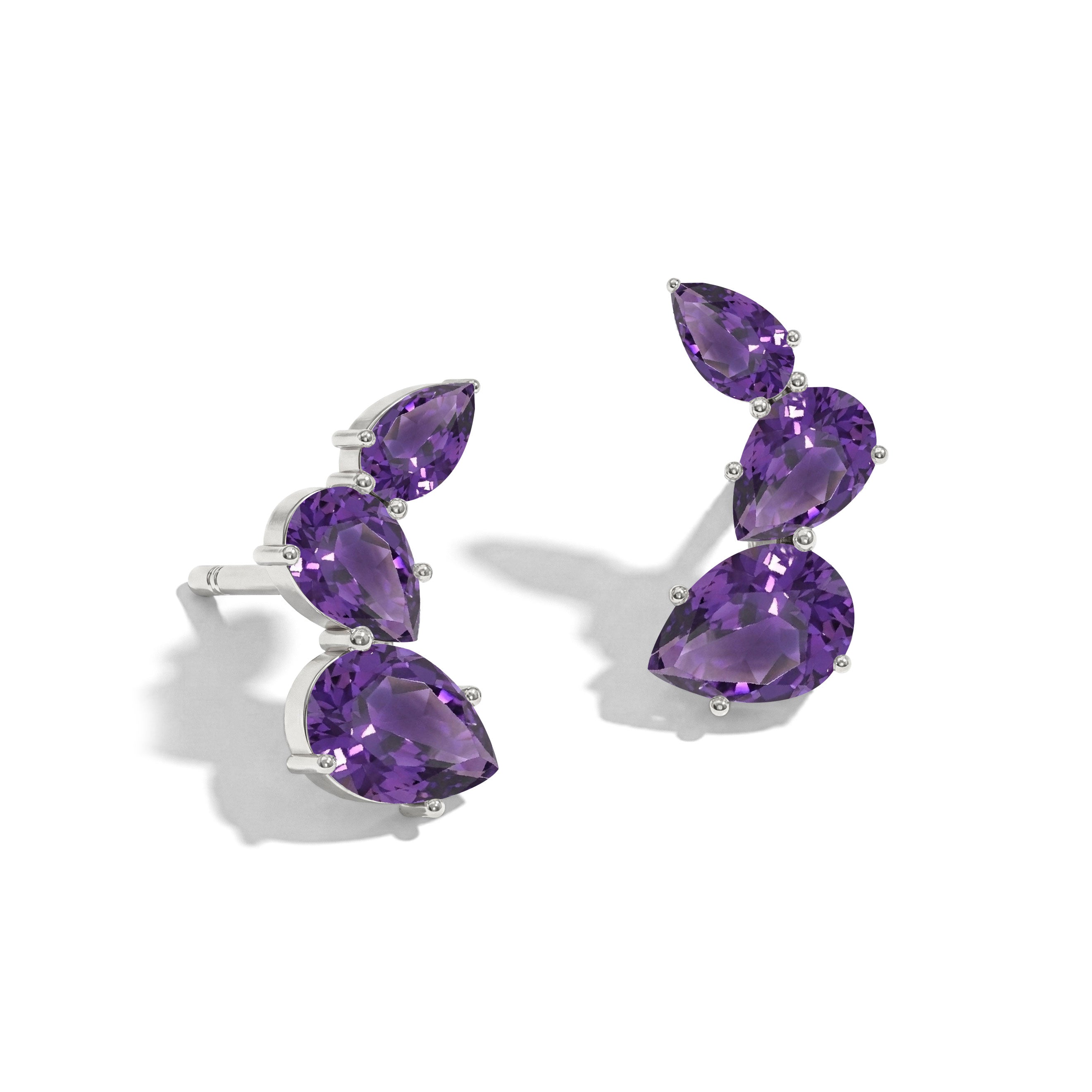 Amethyst Pear Stud Earrings in 925 Sterling Silver 3.30ct