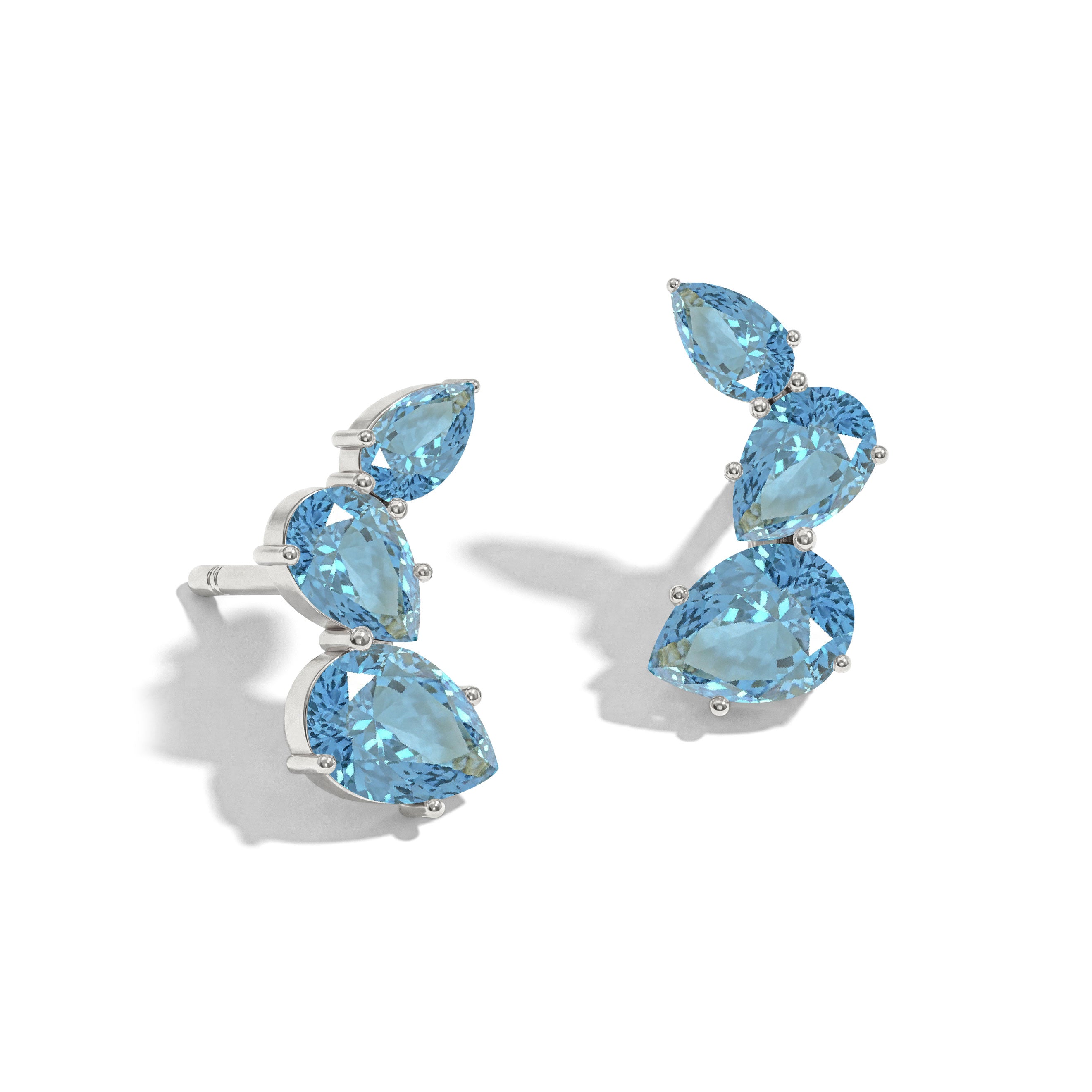 Aquamarine Pear Stud Earrings in 925 Sterling Silver 3.30ct
