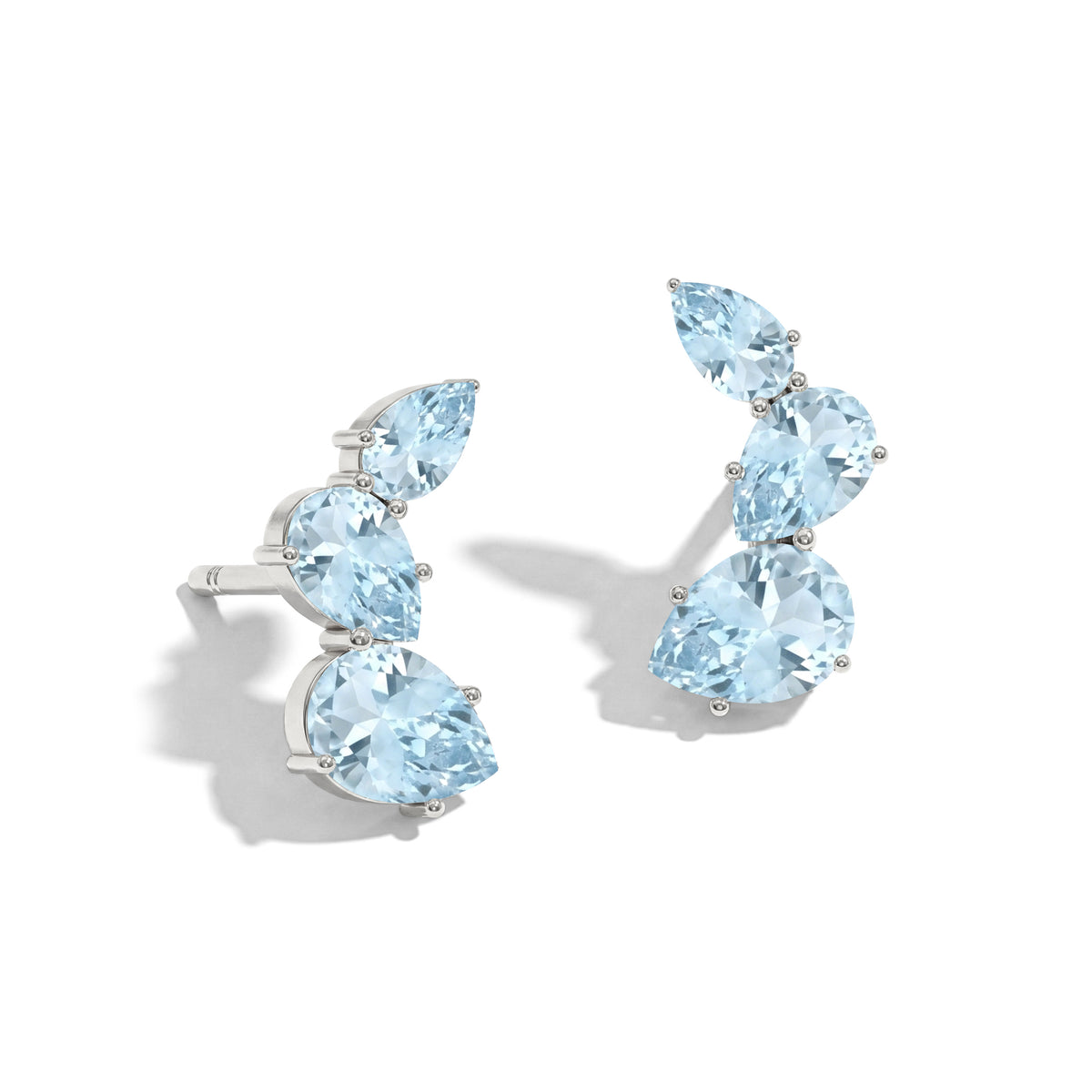 Aquamarine Pear Stud Earrings in 925 Sterling Silver 3.30ct