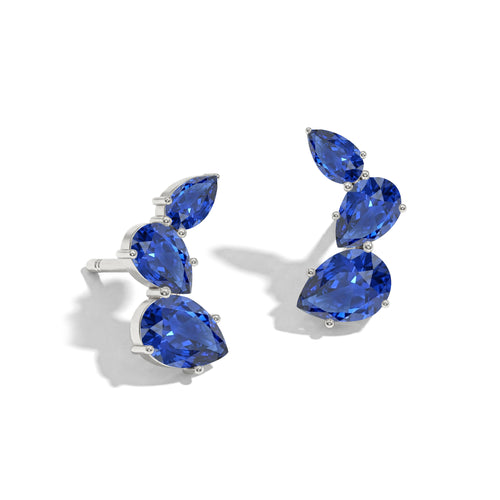 Blue Sapphire Pear Stud Earrings in 925 Sterling Silver 3.30ct