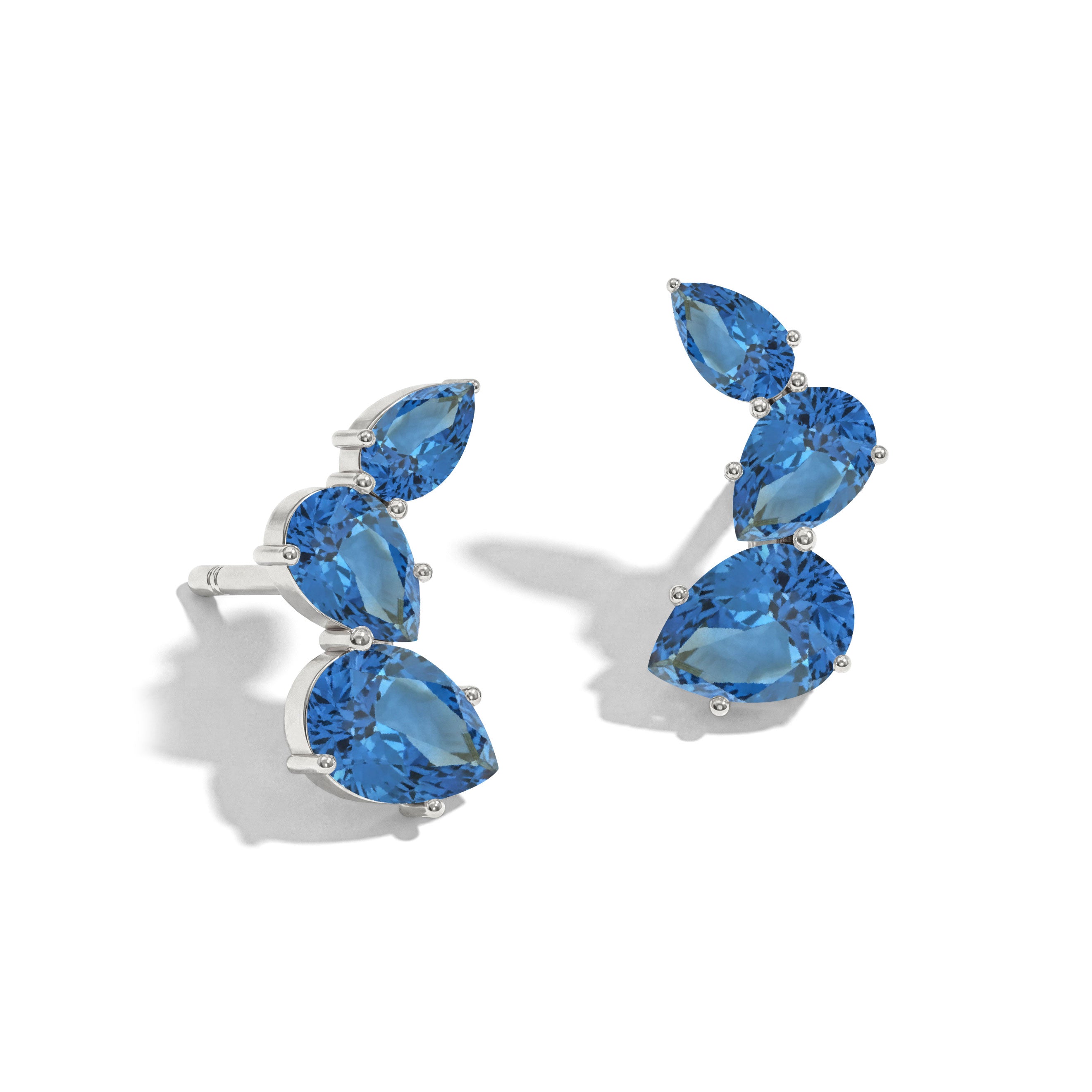 Blue Topaz Pear Stud Earrings in 925 Sterling Silver 3.30ct