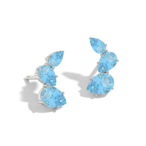 Blue Topaz Pear Stud Earrings in 925 Sterling Silver 3.30ct