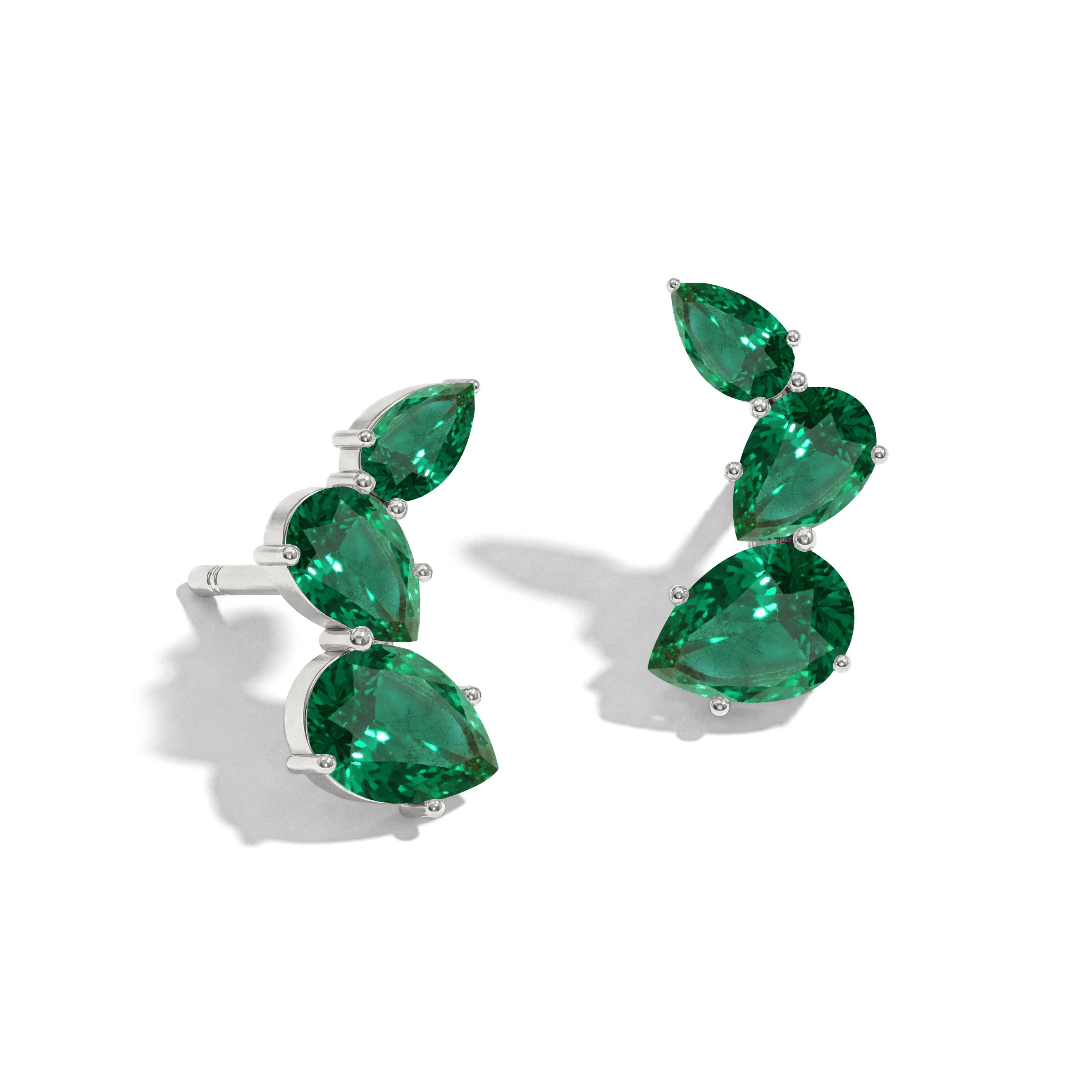 Emerald Pear Stud Earrings in 925 Sterling Silver 3.30ct
