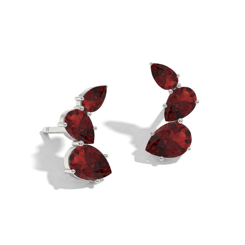 Garnet Pear Stud Earrings in 925 Sterling Silver 3.30ct