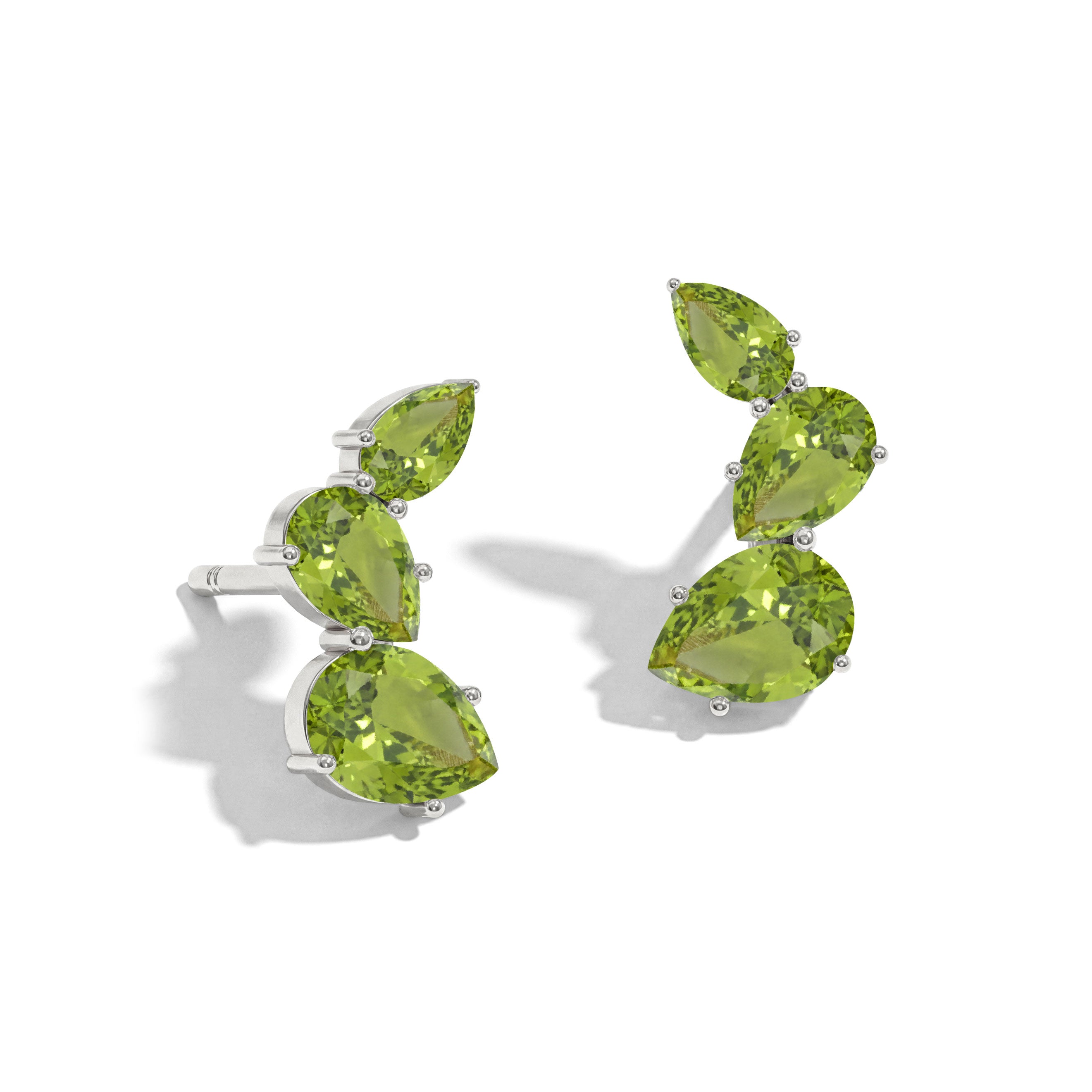 Peridot Pear Stud Earrings in 925 Sterling Silver 3.30ct