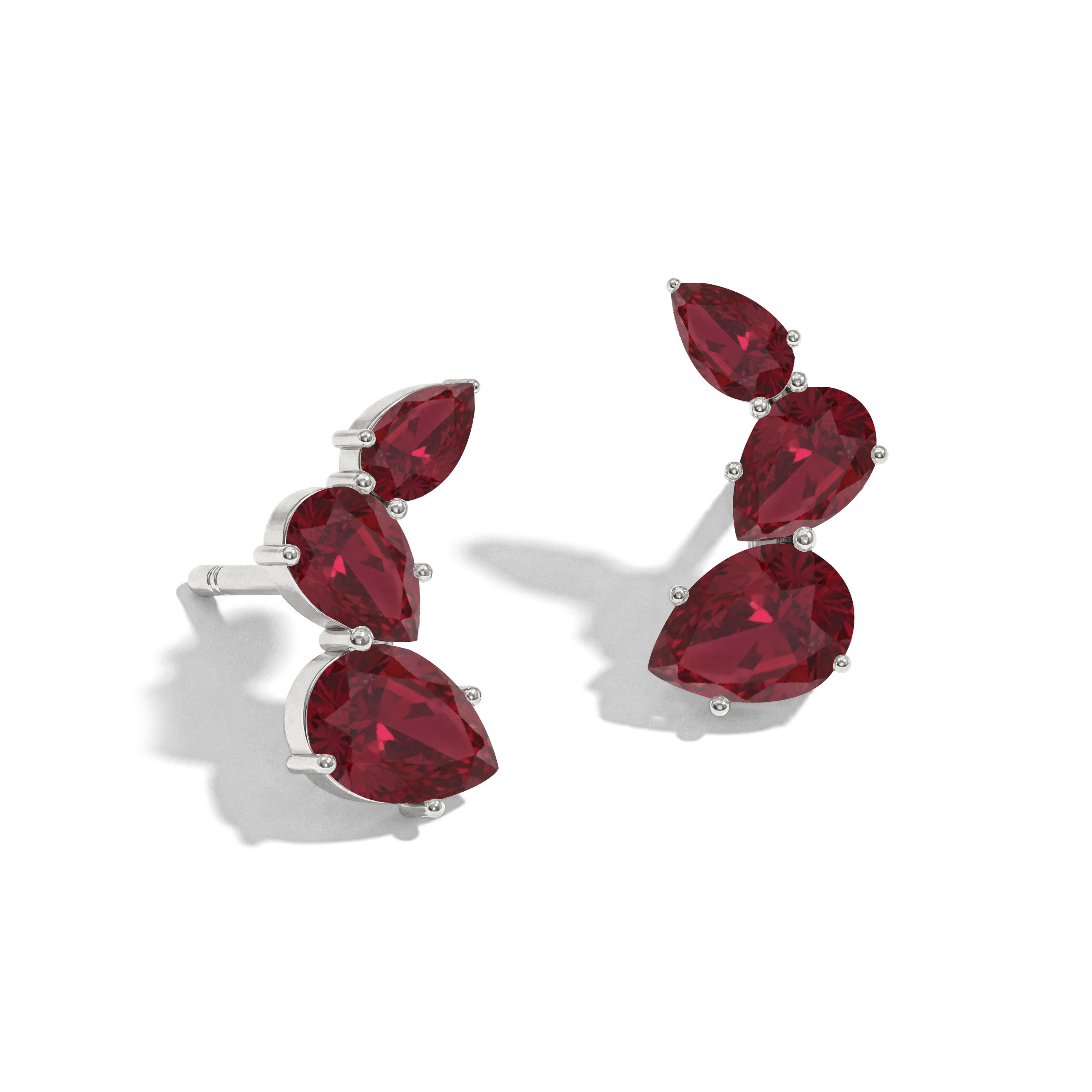Ruby Pear Stud Earrings in 925 Sterling Silver 3.30ct