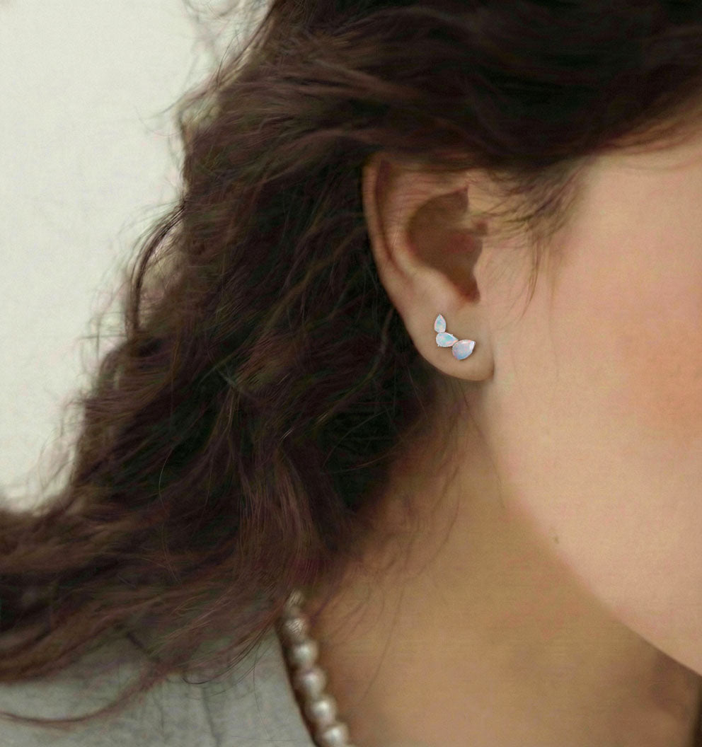 White Opal Pear Stud Earrings in 925 Sterling Silver 3.30ct
