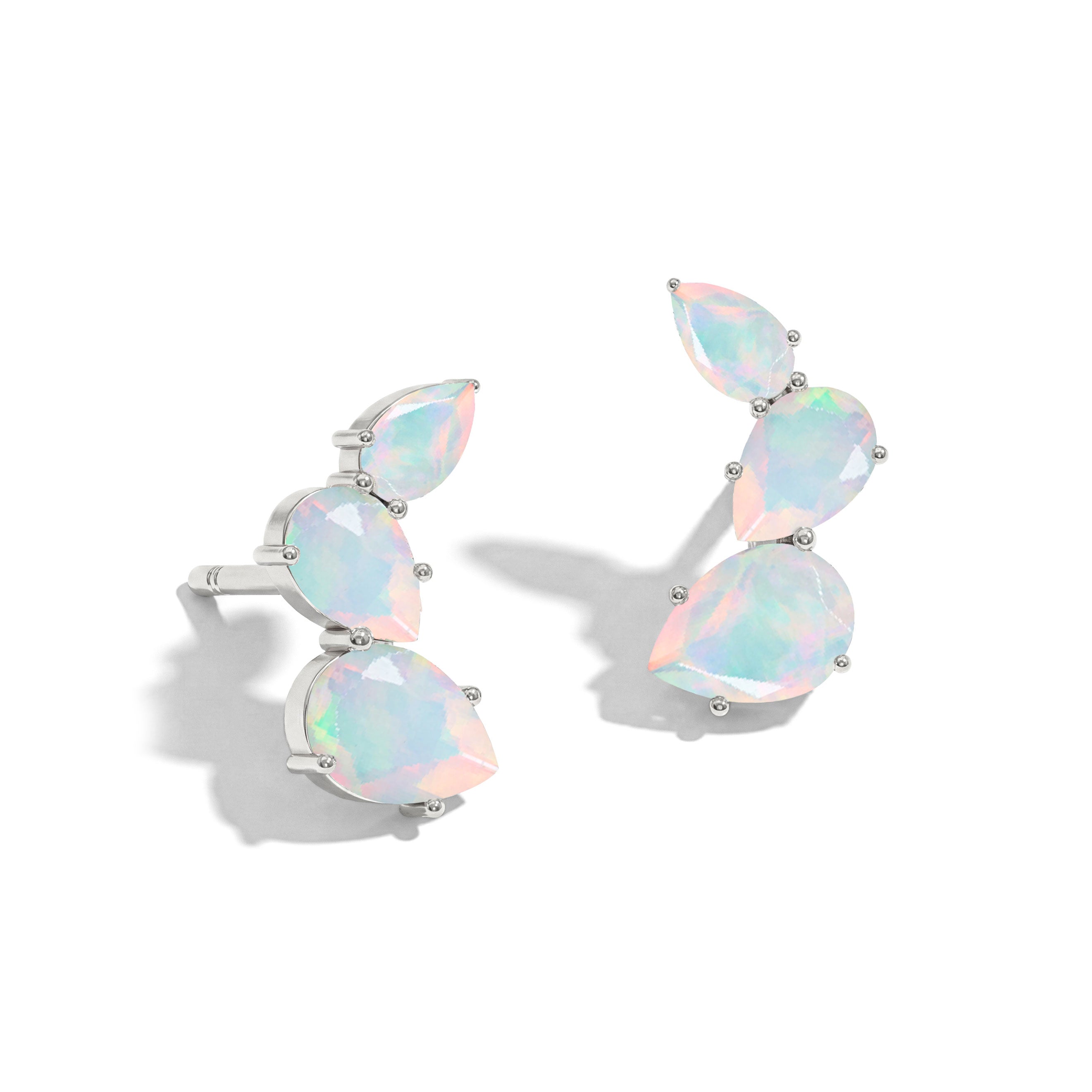 White Opal Pear Stud Earrings in 925 Sterling Silver 3.30ct