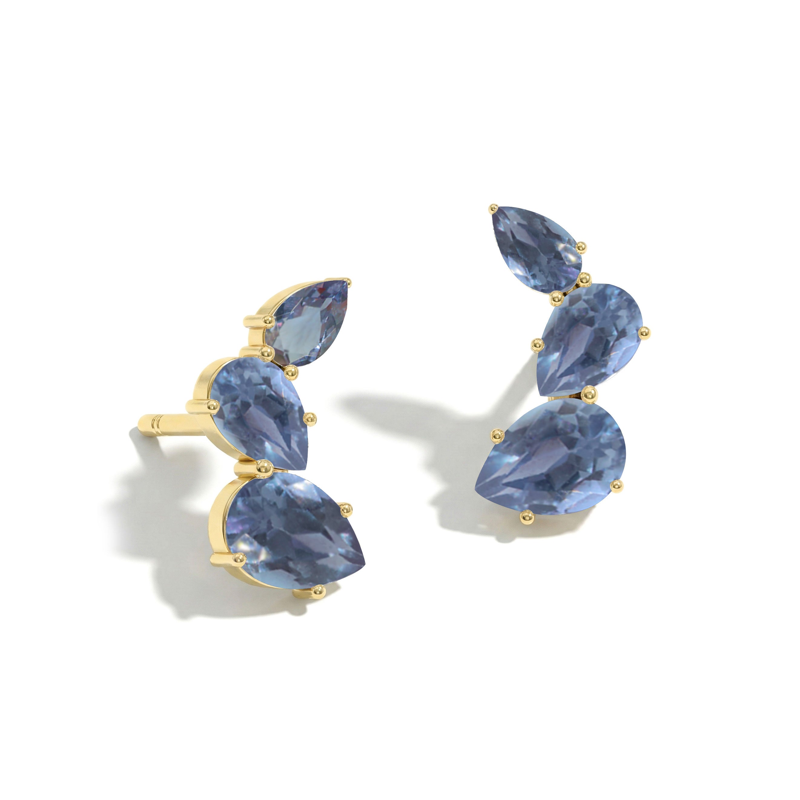 Alexandrite Pear Stud Earrings in 925 Sterling Silver 3.30ct