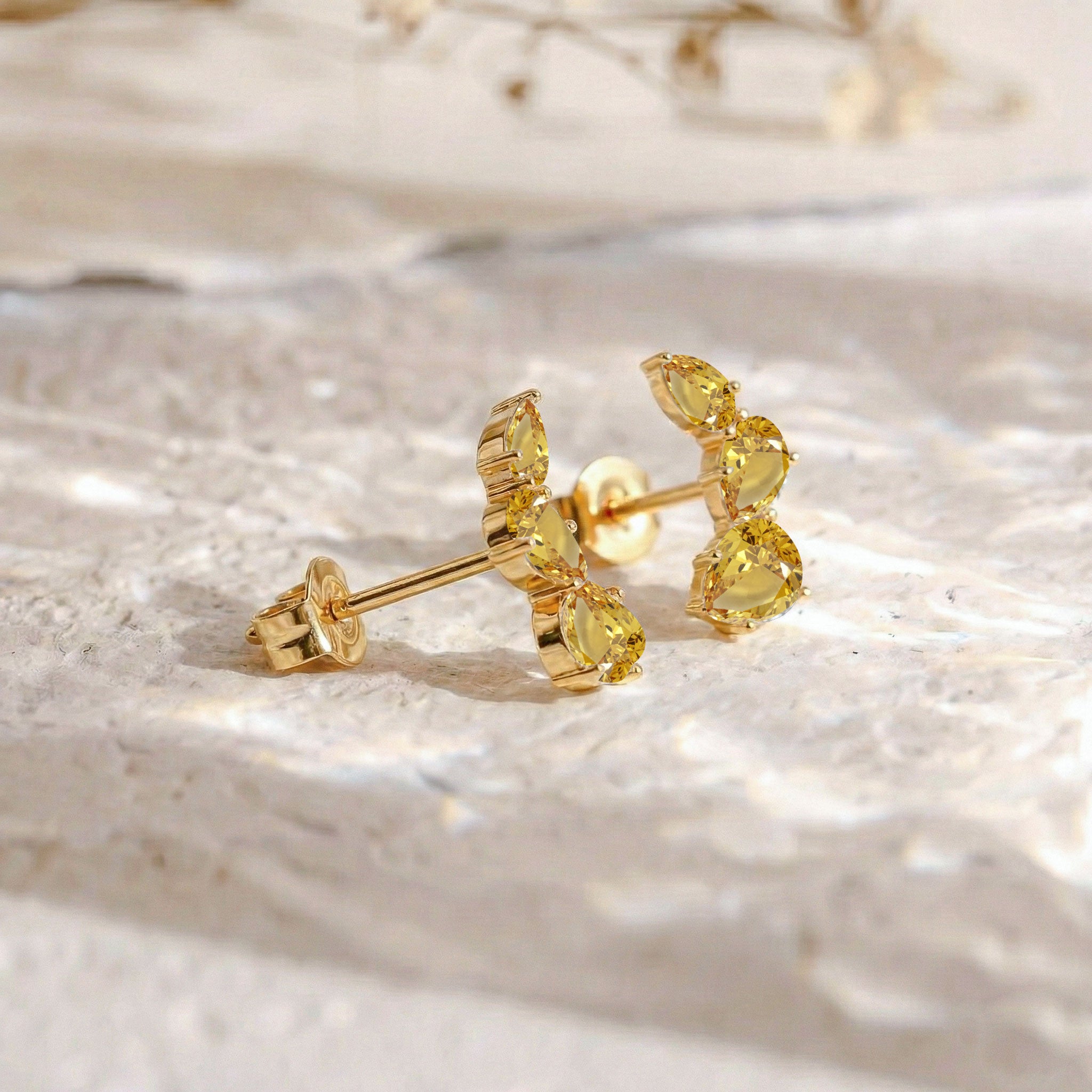 Citrine Pear Stud Earrings in Yellow Gold Plated 3.30ct