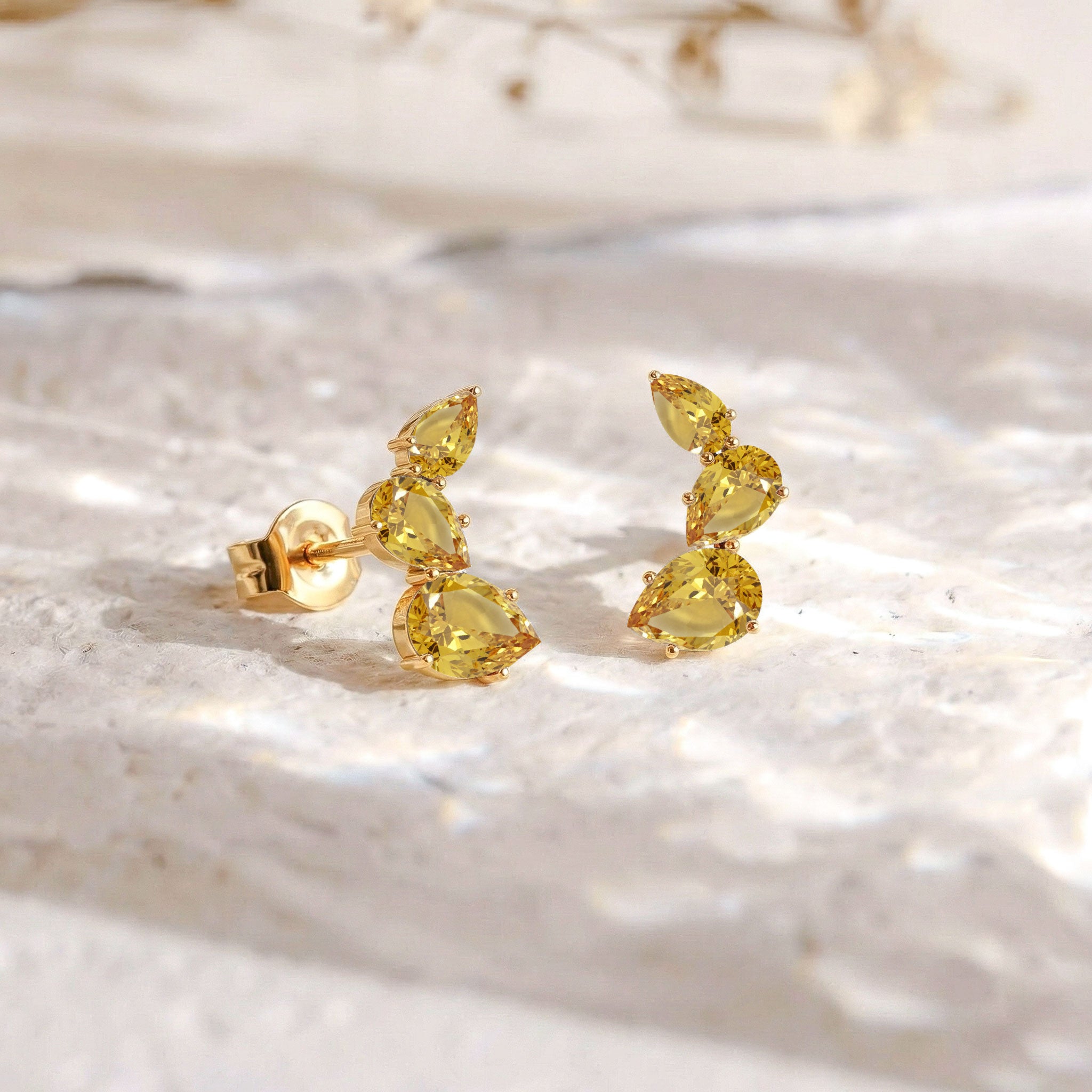 Citrine Pear Stud Earrings in 925 Sterling Silver 3.30ct