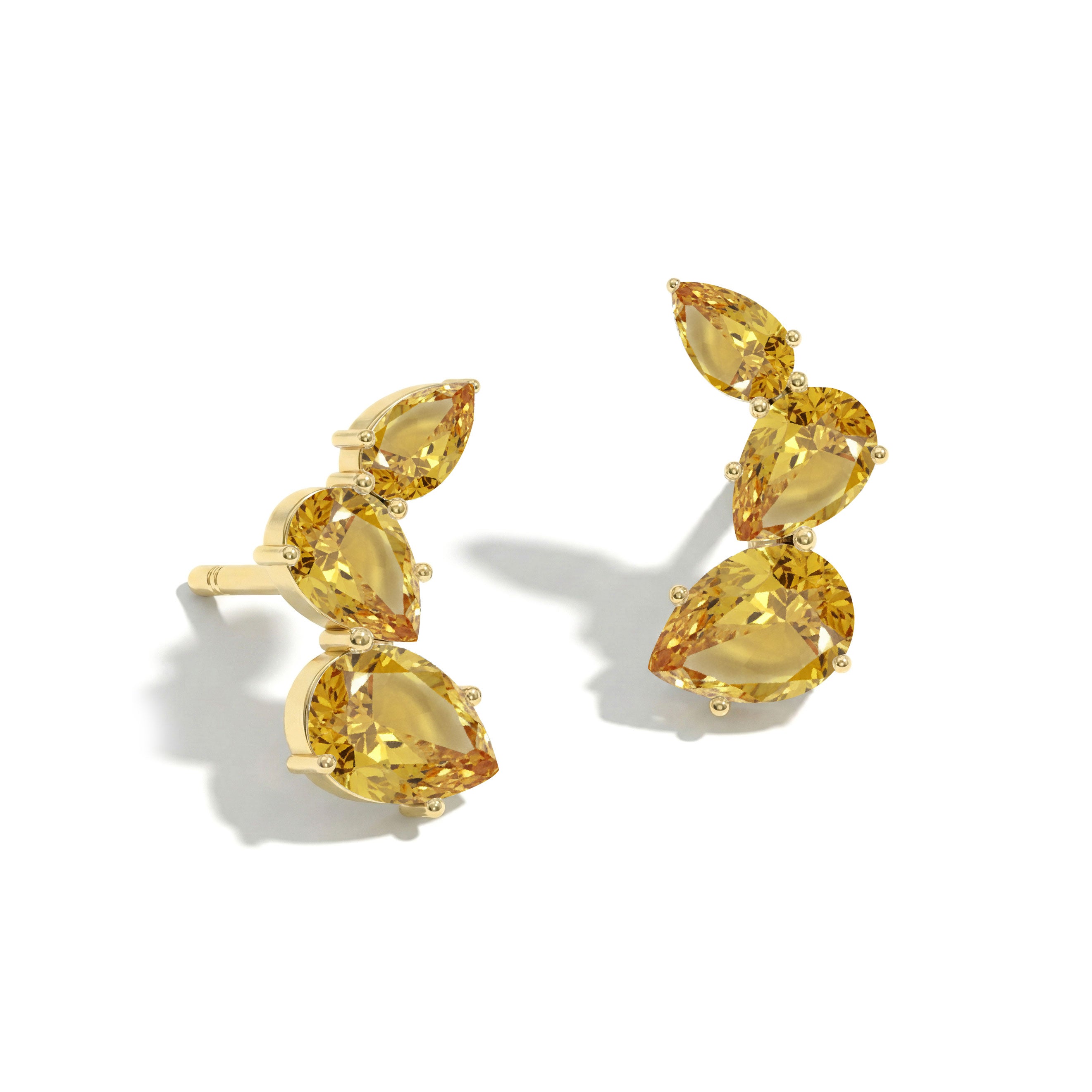 Citrine Pear Stud Earrings in Yellow Gold Plated 3.30ct