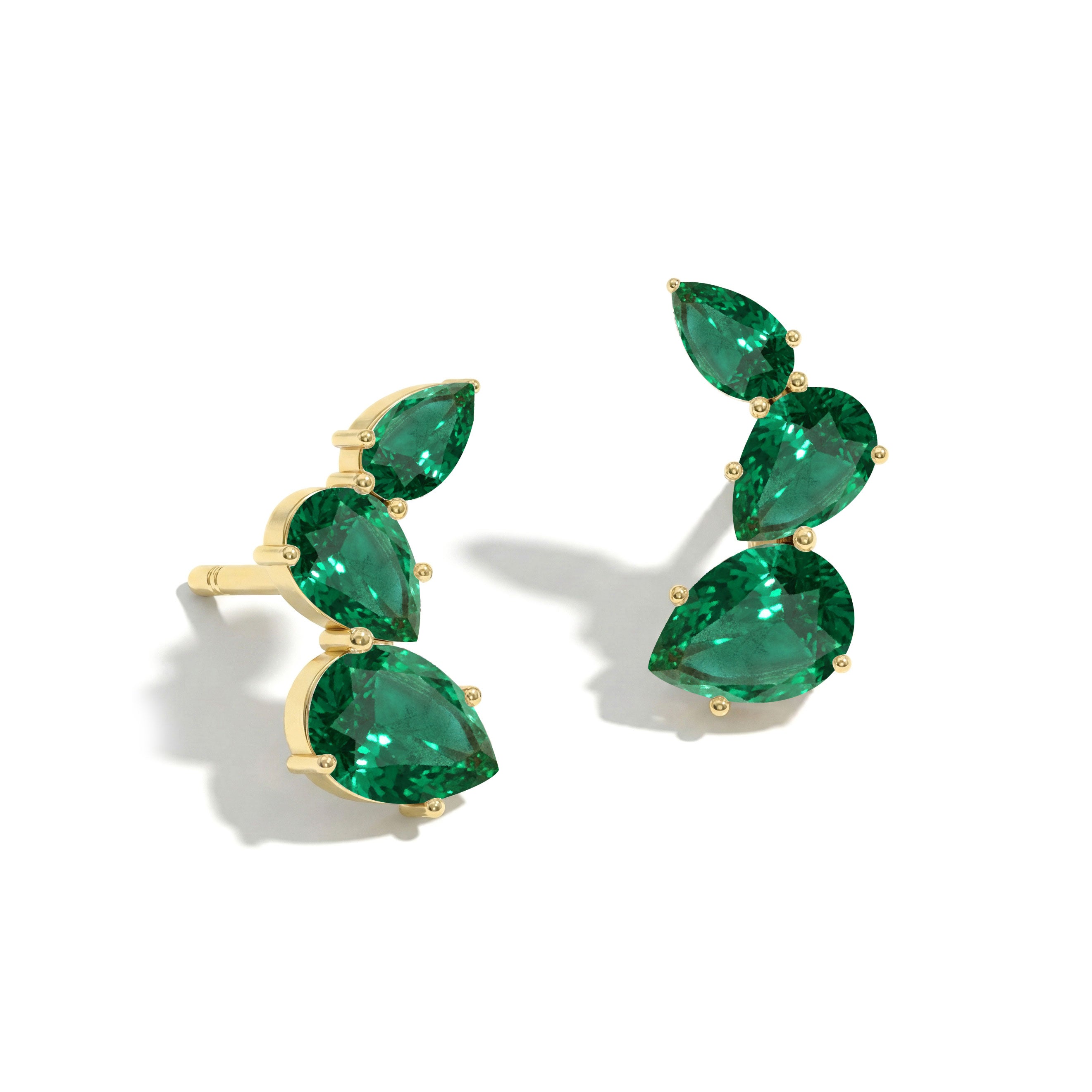 Emerald Pear Stud Earrings in Yellow Gold Plated 3.30ct