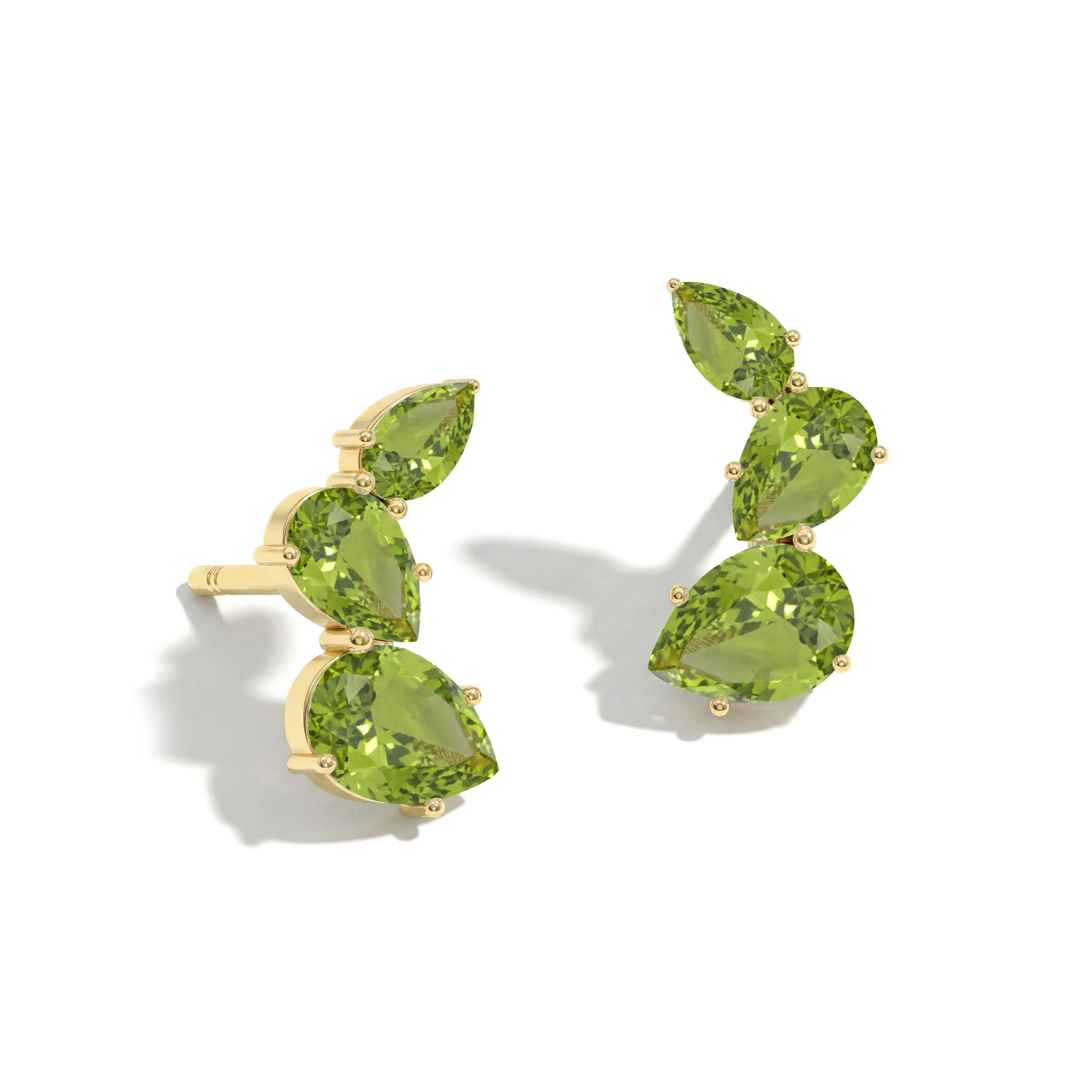 Peridot Pear Stud Earrings in Yellow Gold Plated 3.30ct