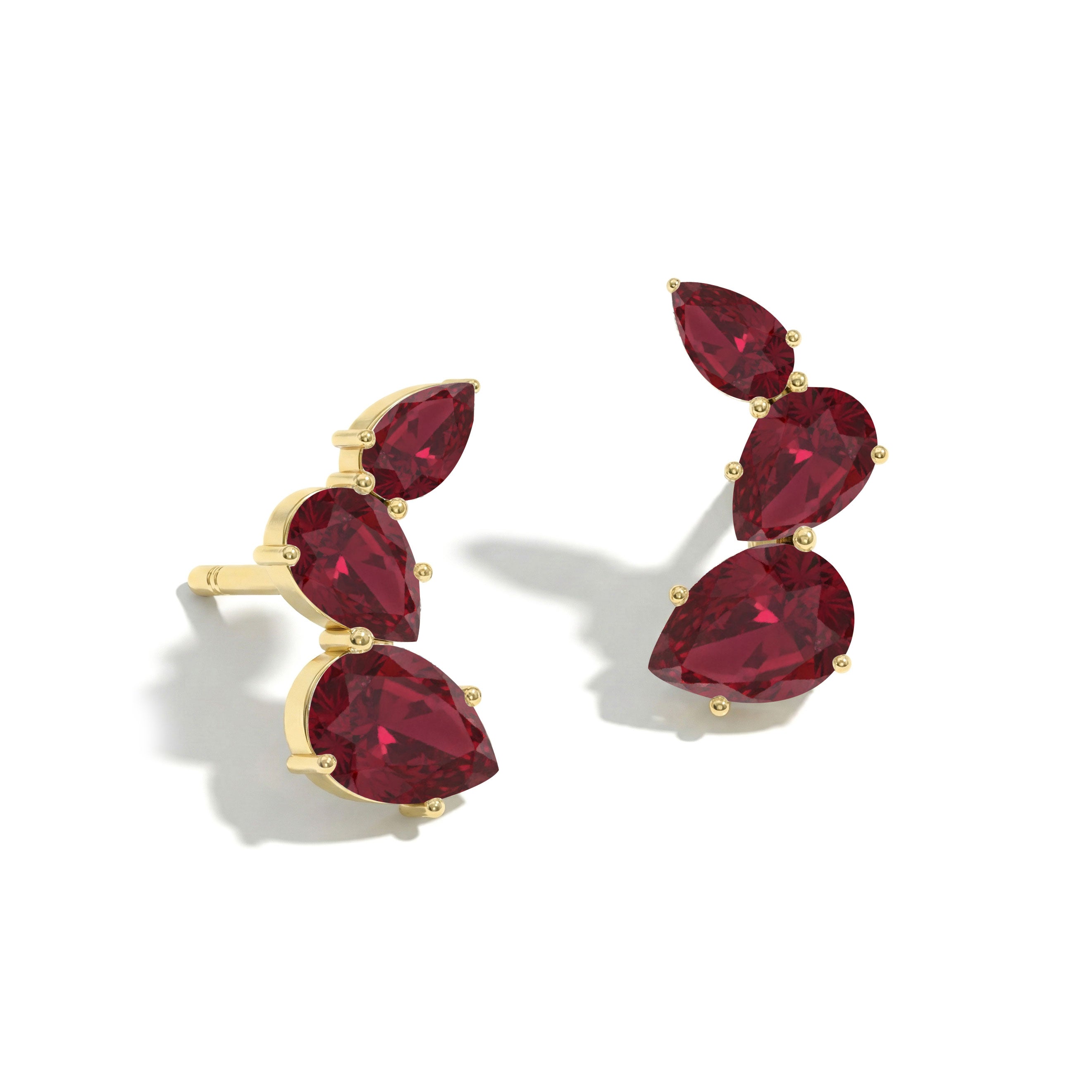 Ruby Pear Stud Earrings in Yellow Gold Plated 3.30ct