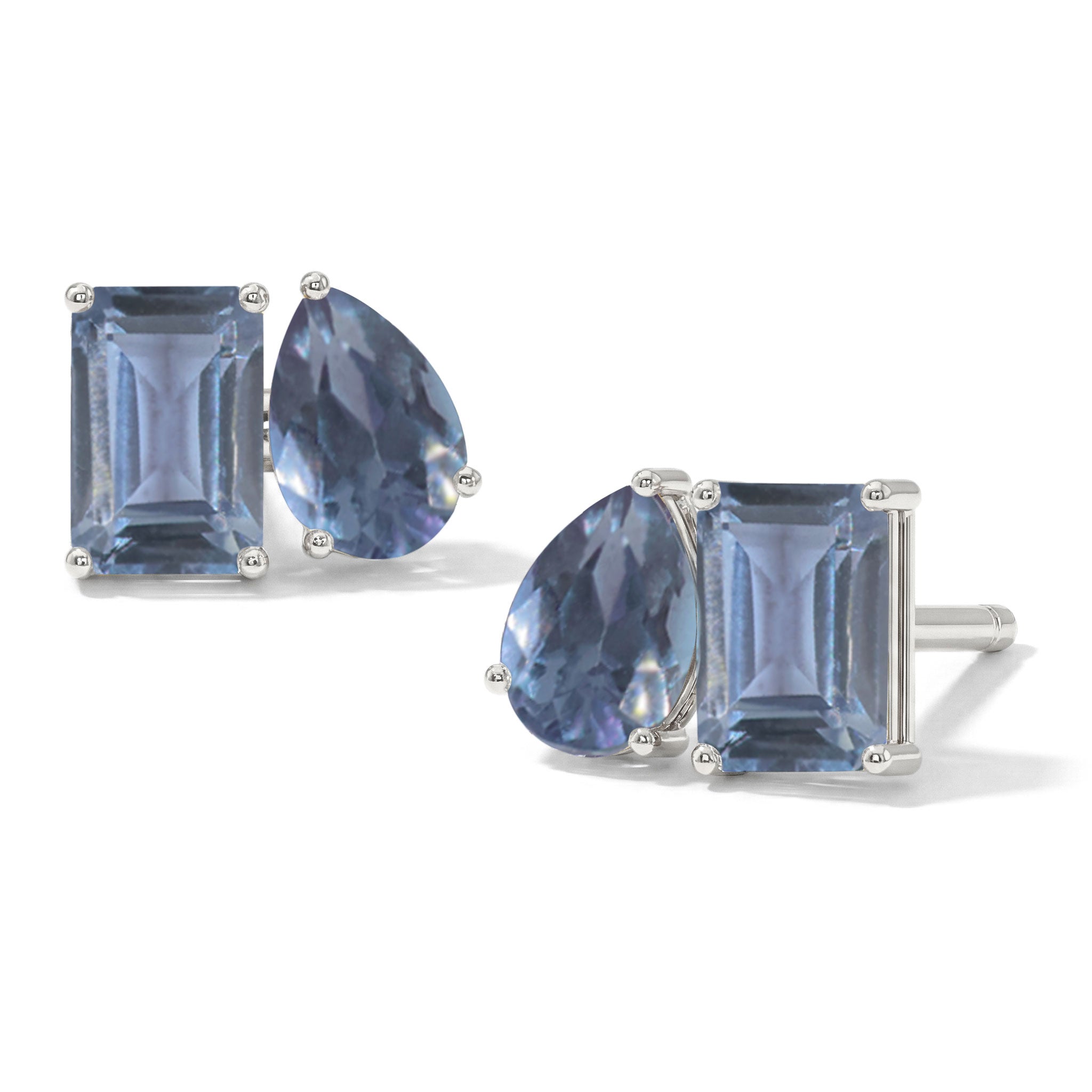 Alexandrite Pear and Octagon Stud Earrings in 925 Sterling Silver 6*4MM 2ct