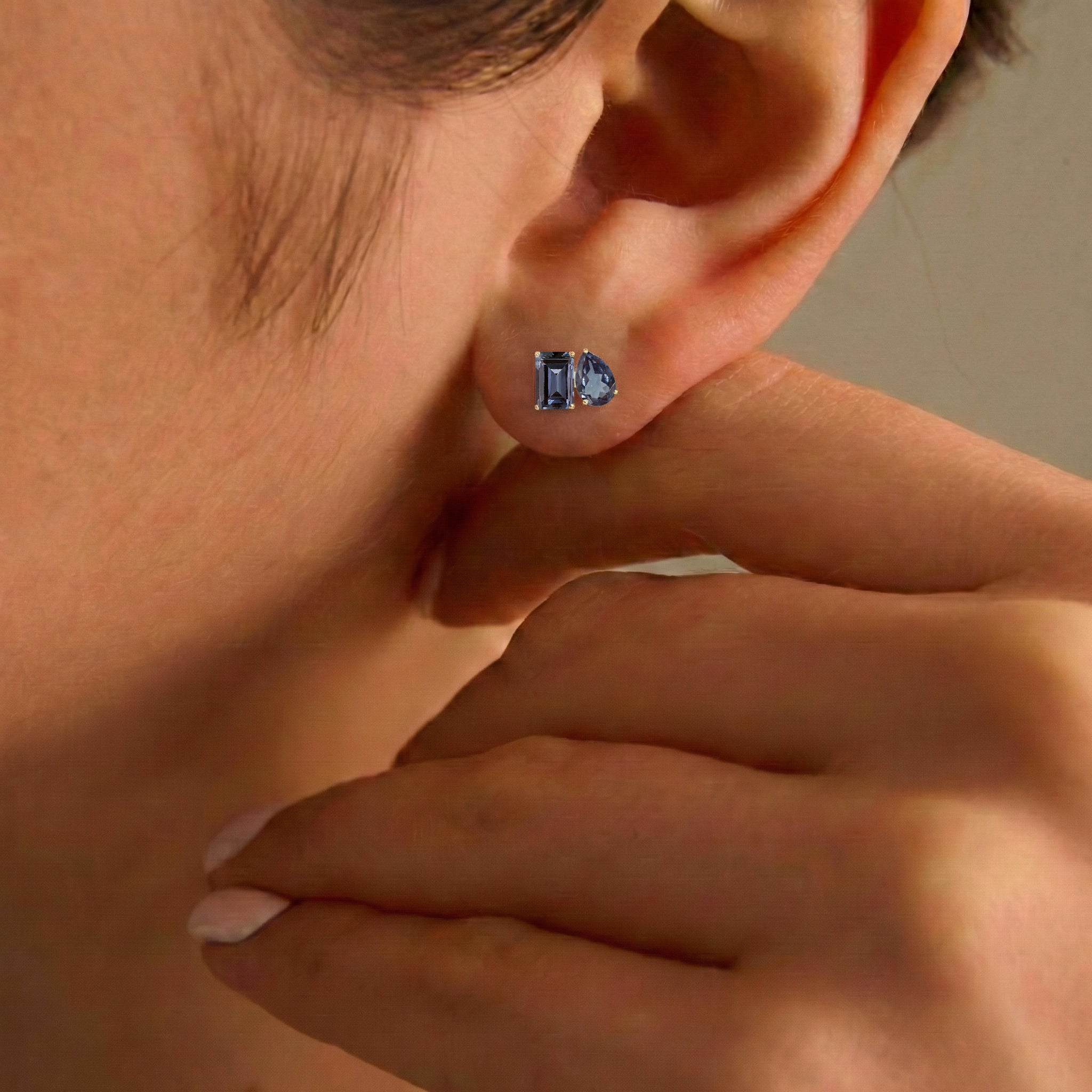 Alexandrite Pear and Octagon Stud Earrings in 925 Sterling Silver 6*4MM 2ct