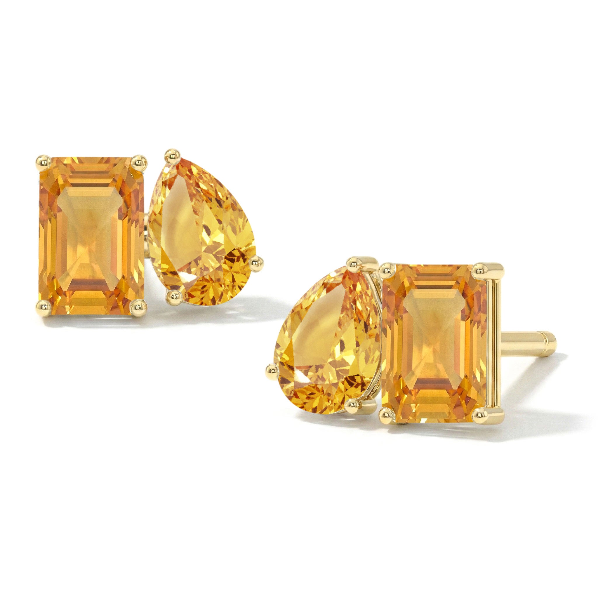 Citrine Pear and Octagon Stud Earrings in 925 Sterling Silver 6*4MM 2ct