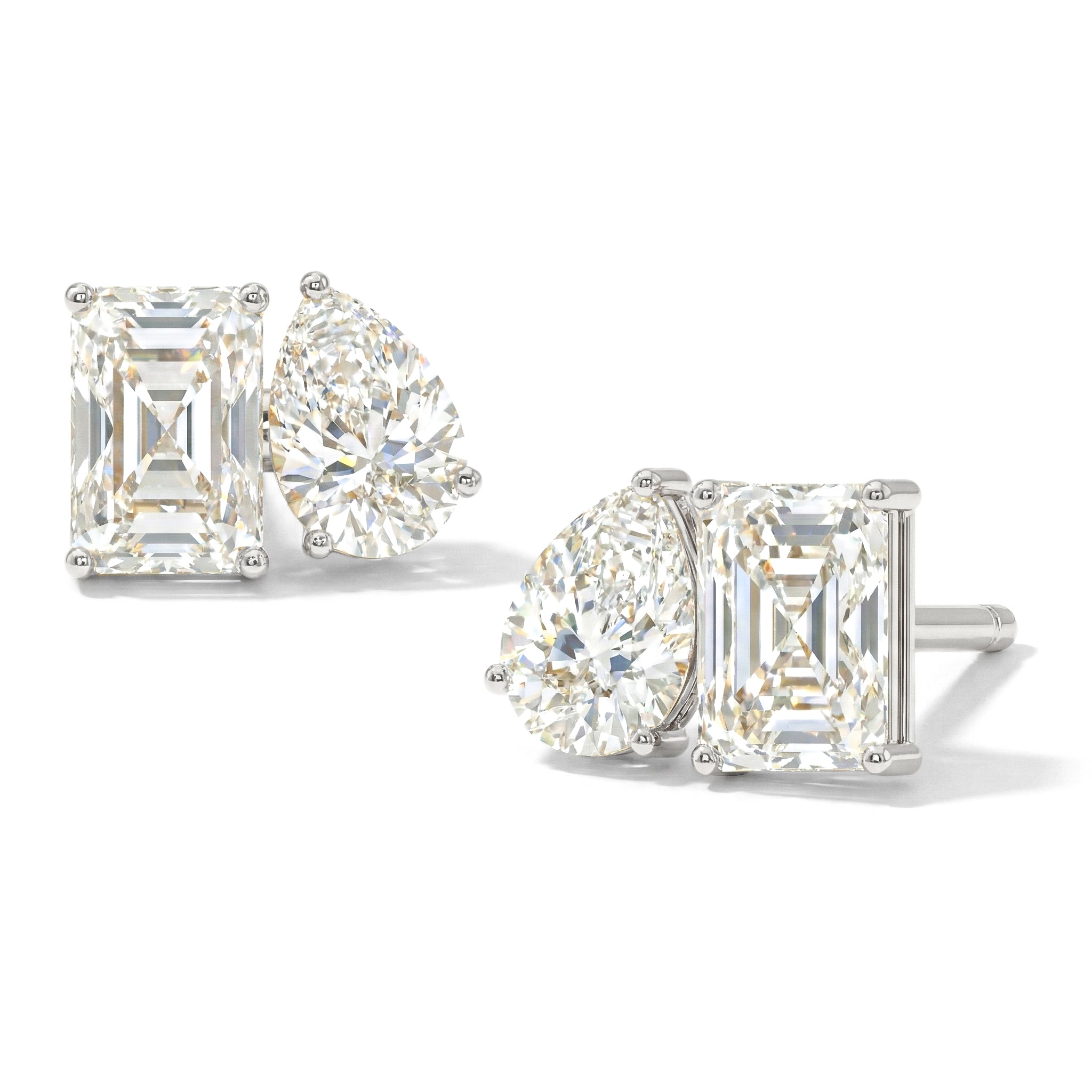 Simulated Diamond Pear and Octagon Stud Earrings in 925 Sterling Silver 6*4MM 2ct