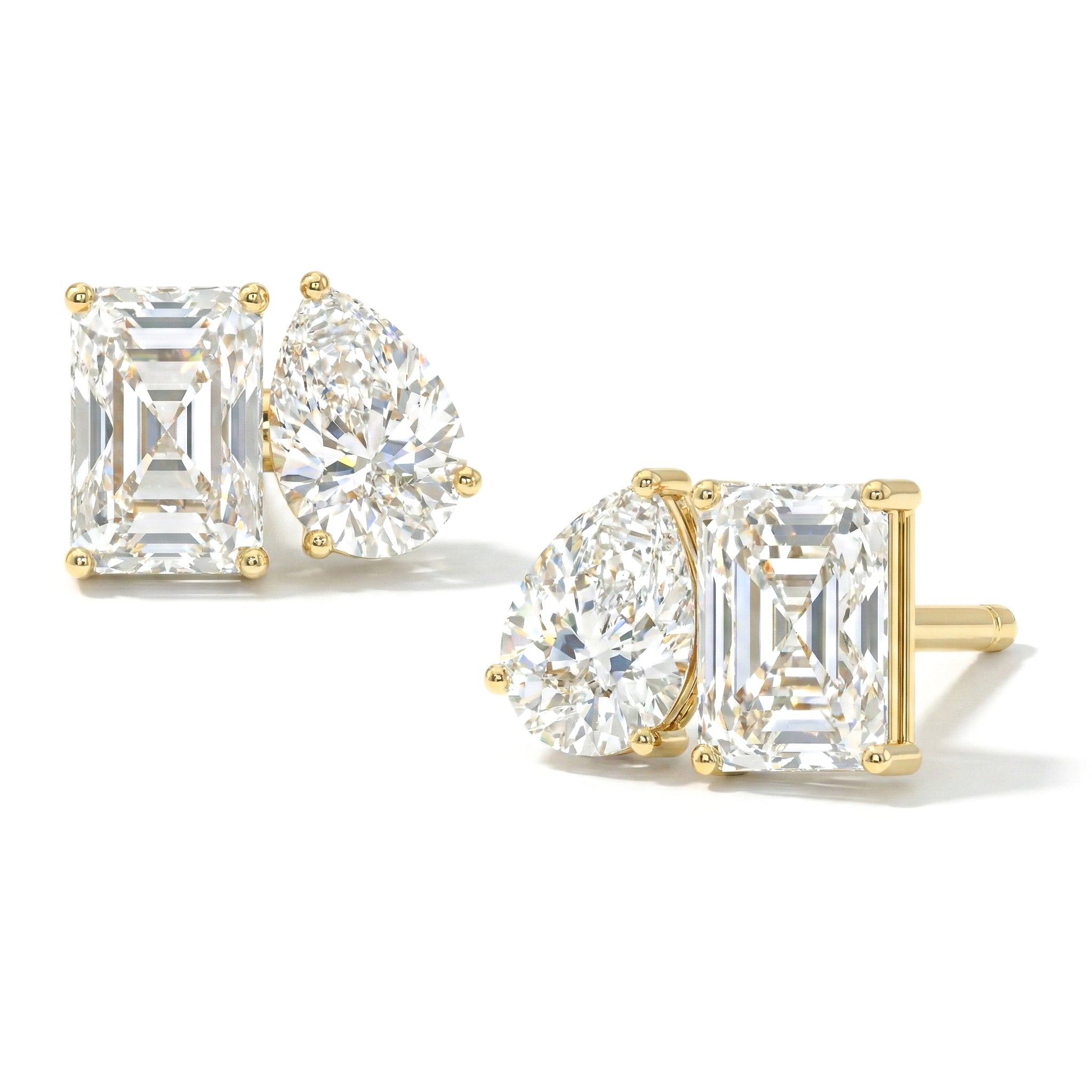 Simulated Diamond Pear and Octagon Stud Earrings in 925 Sterling Silver 6*4MM 2ct