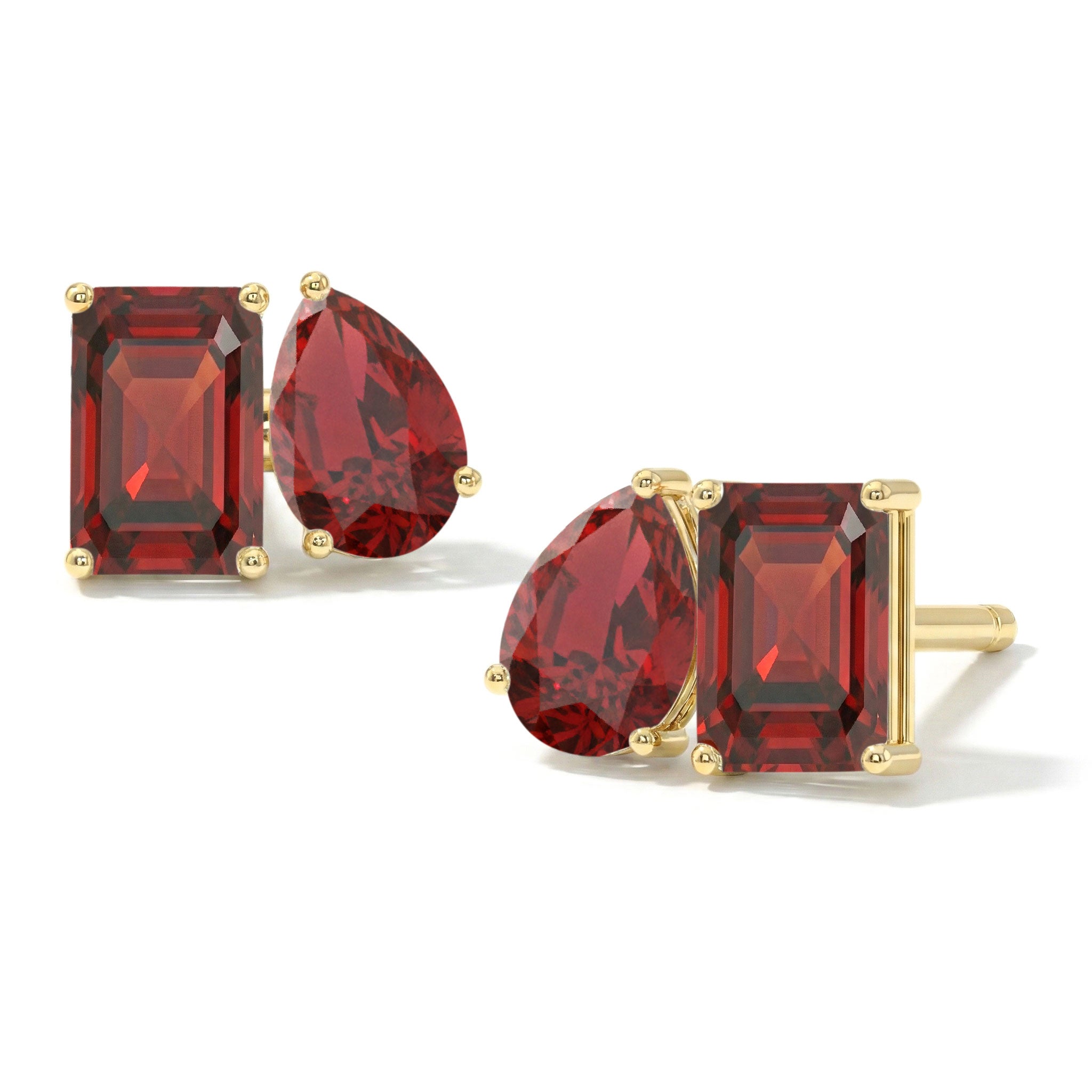 Garnet Pear and Octagon Stud Earrings in 925 Sterling Silver 6*4MM 2ct