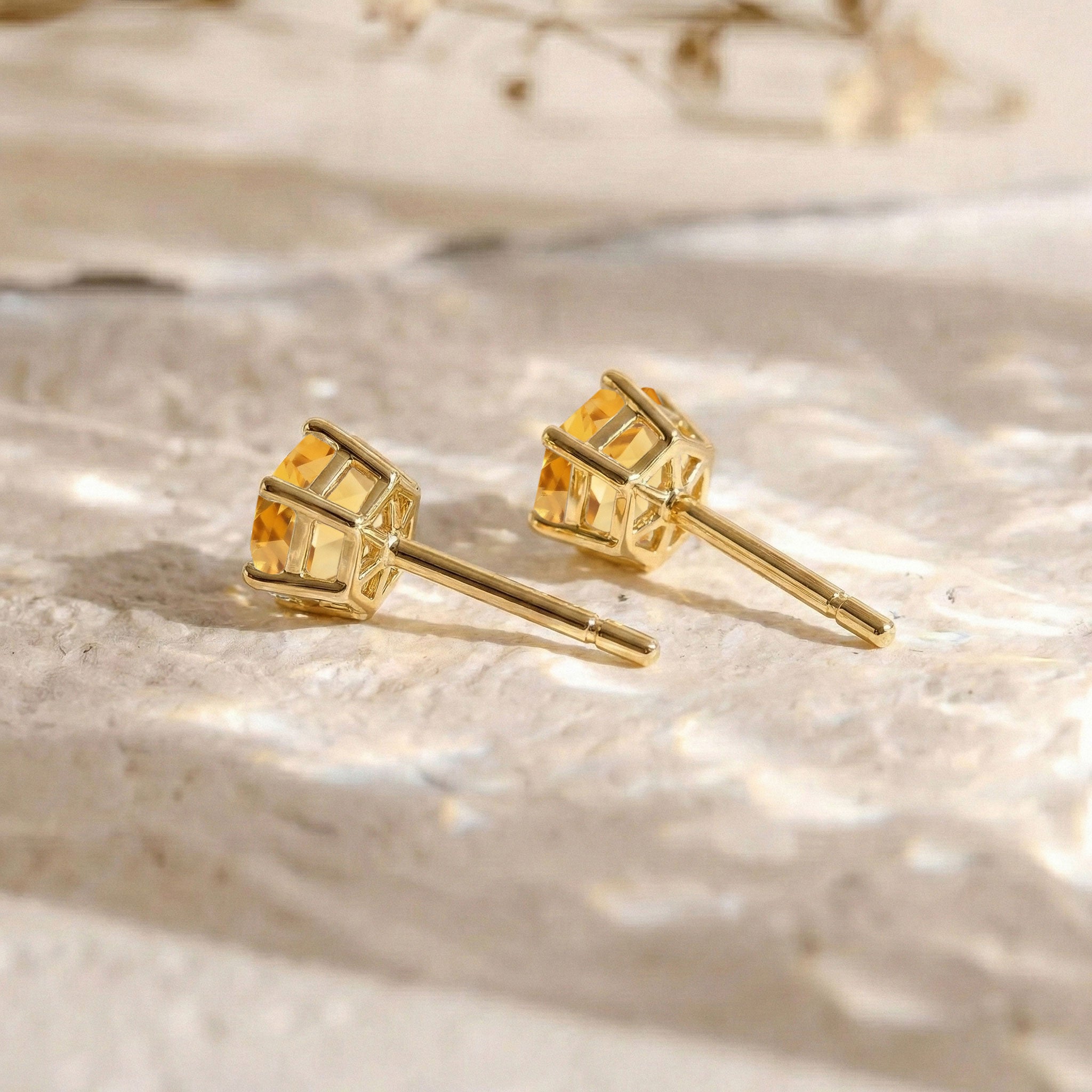 Citrine Hexagon Stud Earring in 925 Sterling Silver 6 MM 2ct