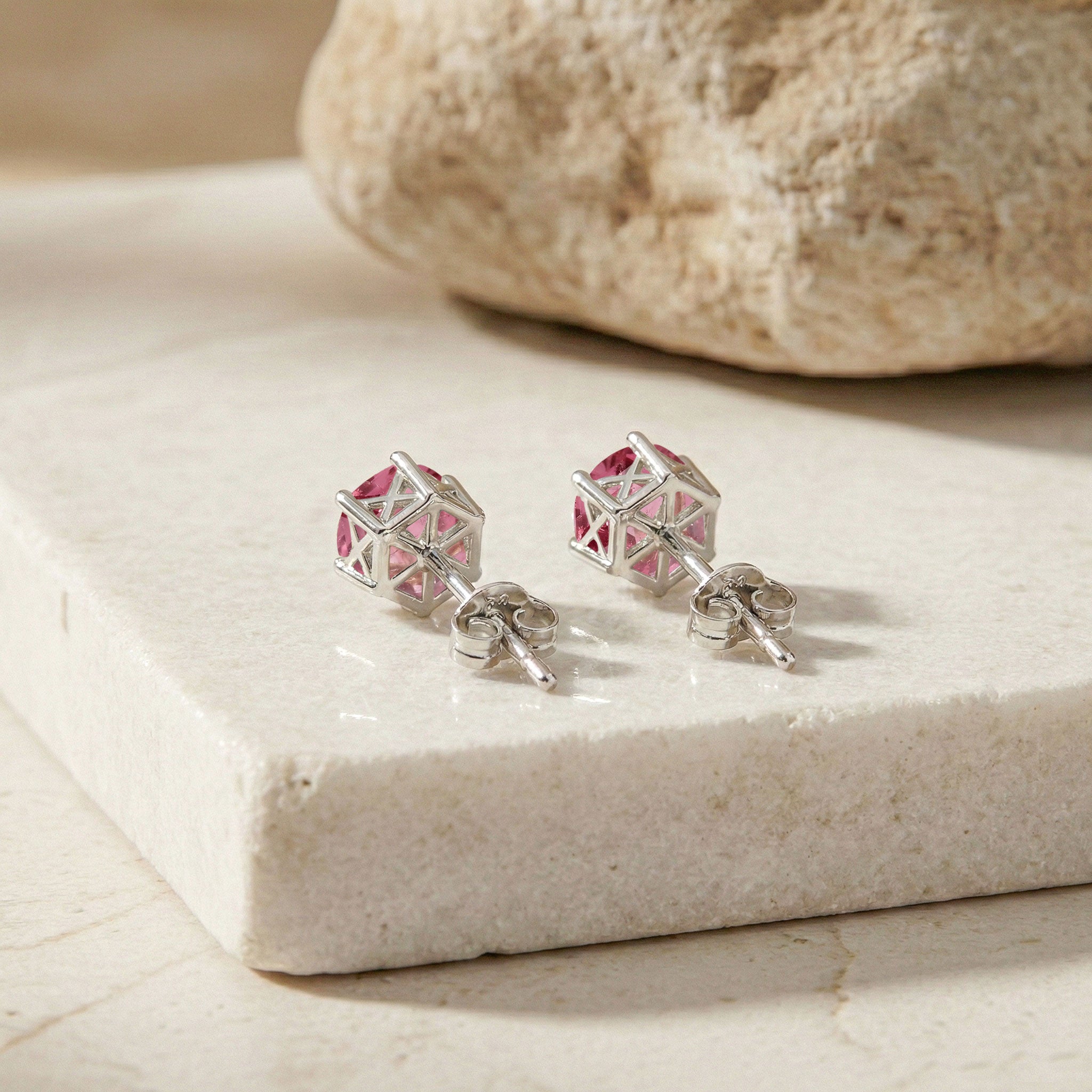 Tourmaline Hexagon Stud Earring in 925 Sterling Silver 6 MM 2ct