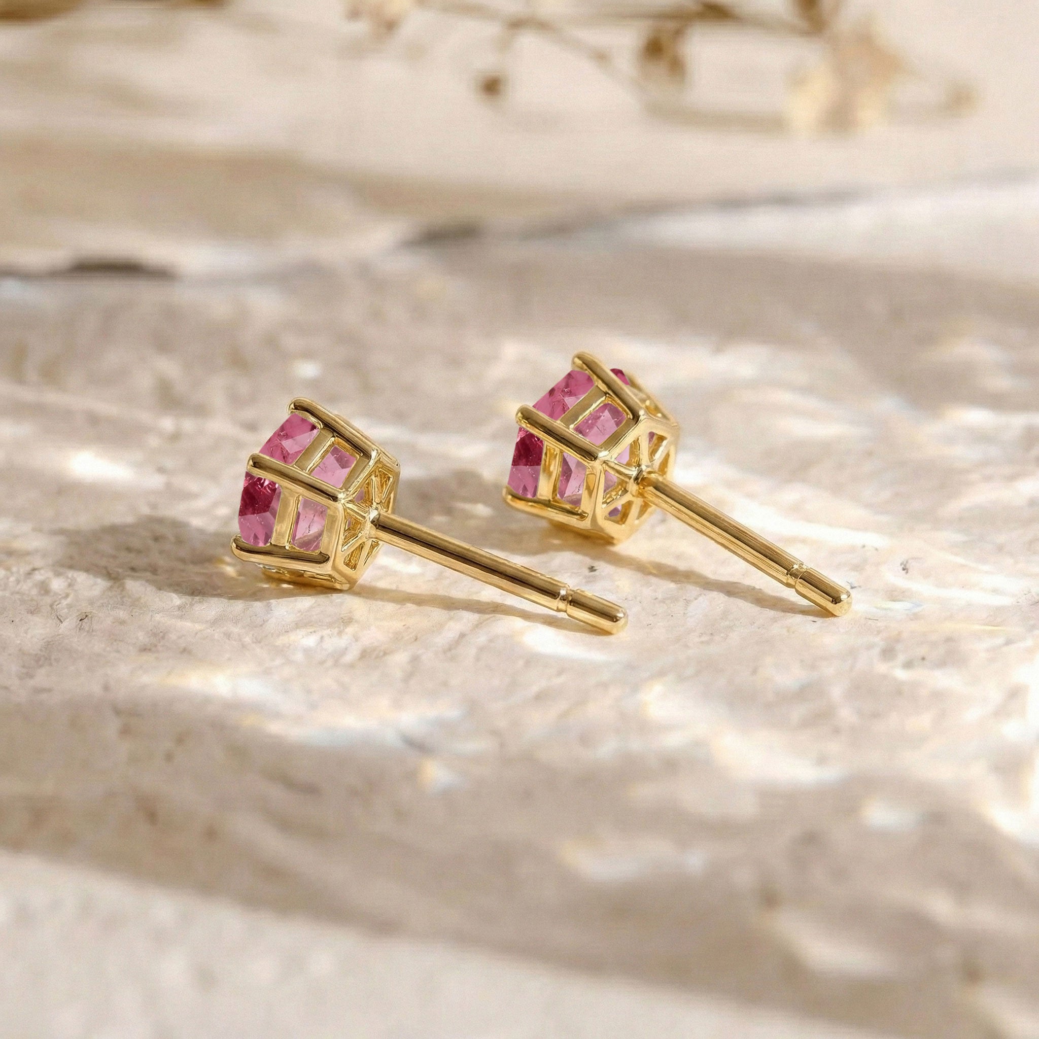 Tourmaline Hexagon Stud Earring in 925 Sterling Silver 6 MM 2ct