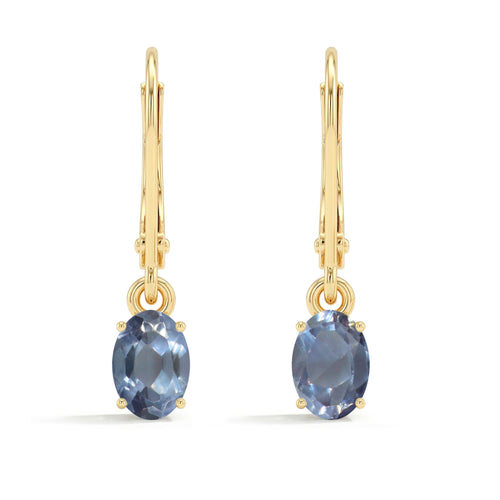 Alexandrite Dangle Drop Earrings | 14K Gold Plated Jewelry | Timeless June Birthstone Anniversary Gift for Wife
