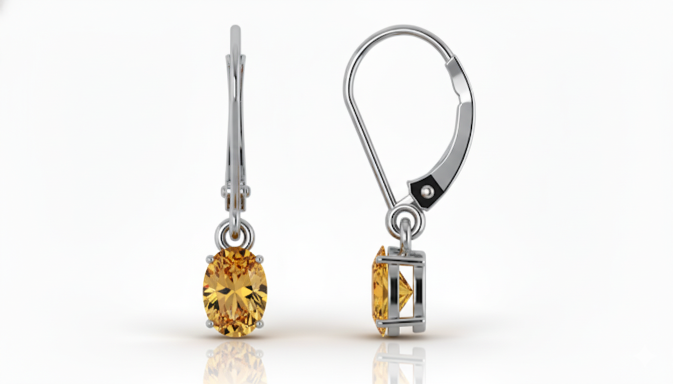 Citrine Oval Dangle Earring in 925 Sterling Silver 8X6 MM 2.4ct