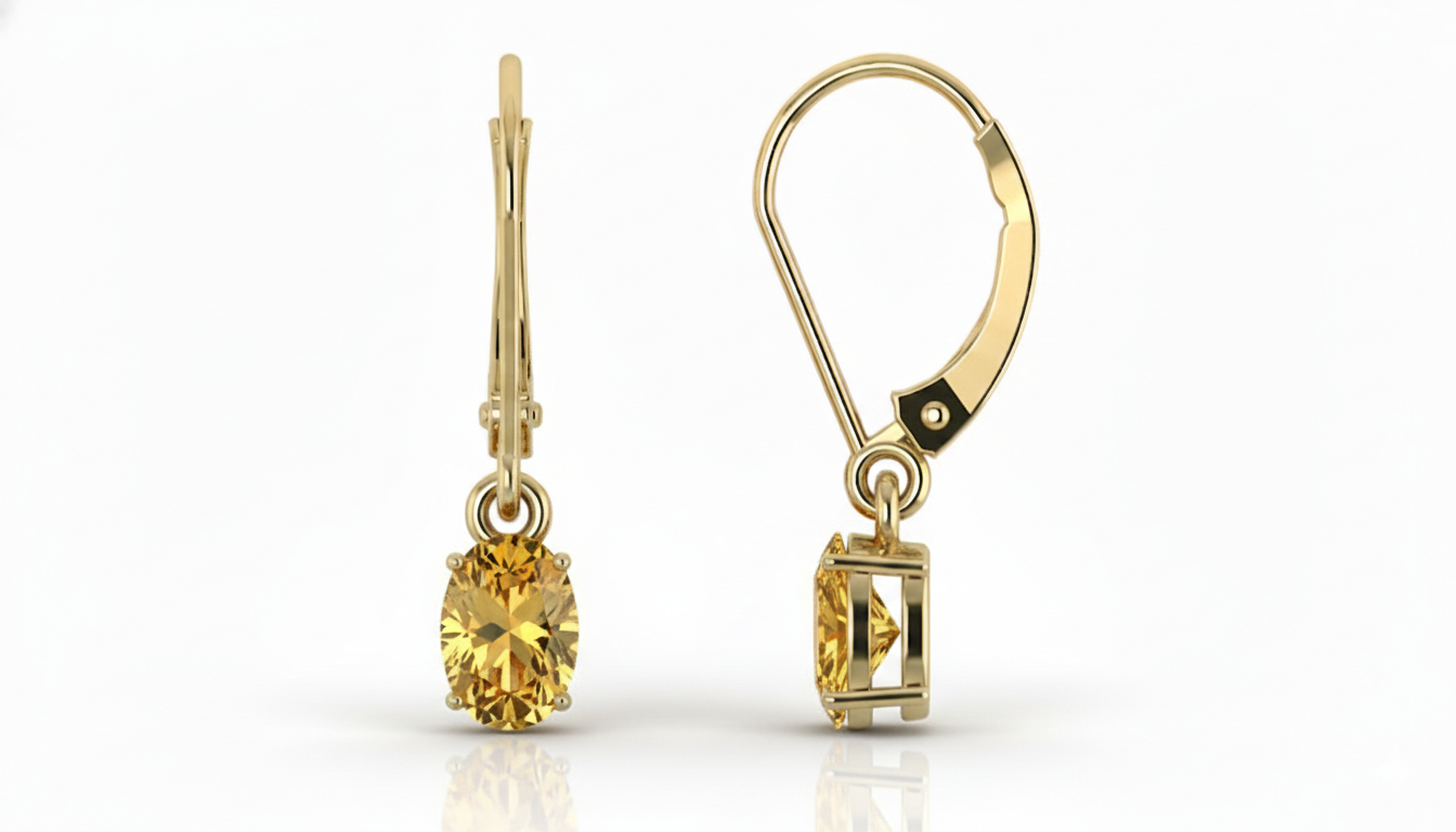 Citrine Oval Dangle Earring in 925 Sterling Silver 8X6 MM 2.4ct
