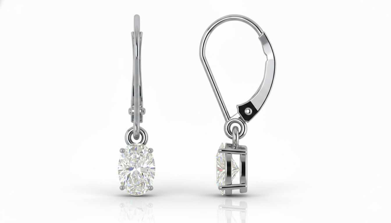 Cubic zirconia earrings oval dangle silver