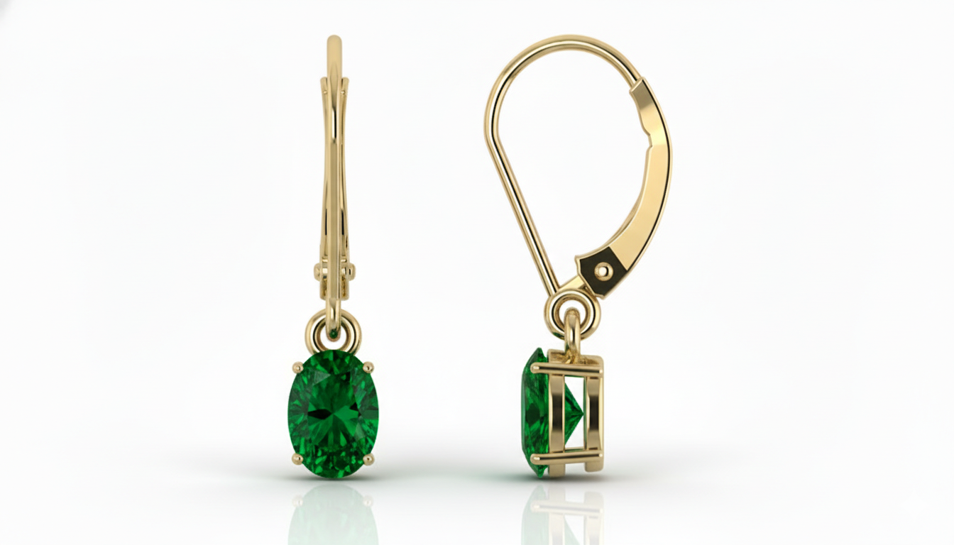 Emerald Oval Dangle Earring in 925 Sterling Silver 8X6 MM 2.4ct