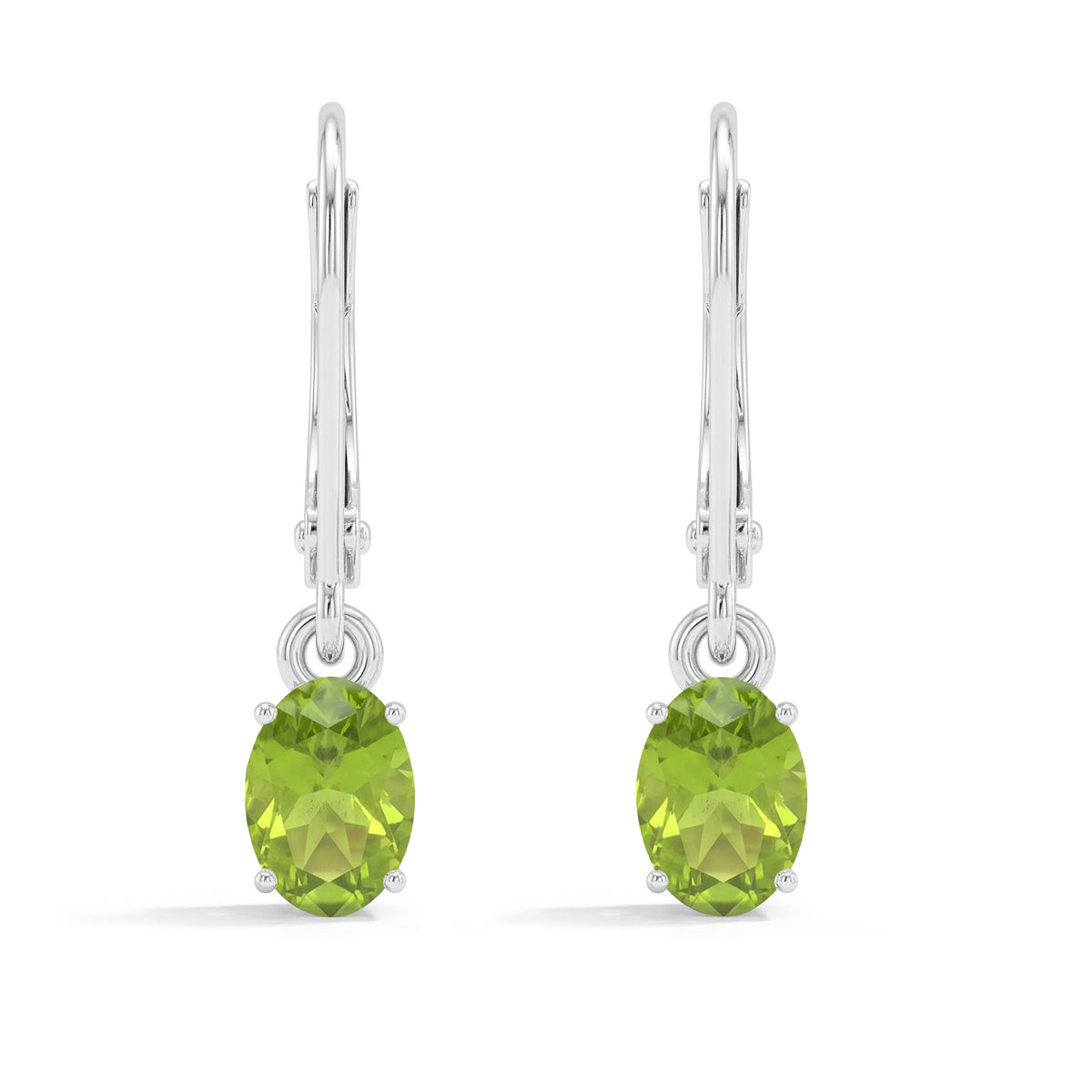 Peridot Oval Dangle Earring in 925 Sterling Silver 8X6 MM 2.4ct