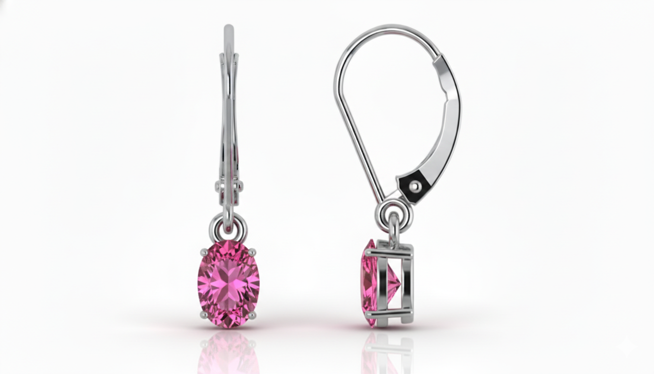 Tourmaline Oval Dangle Earring in 925 Sterling Silver 8X6 MM 2.4ct