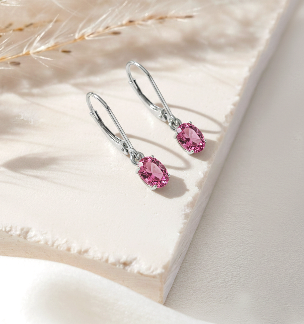 Tourmaline Oval Dangle Earring in 925 Sterling Silver 8X6 MM 2.4ct