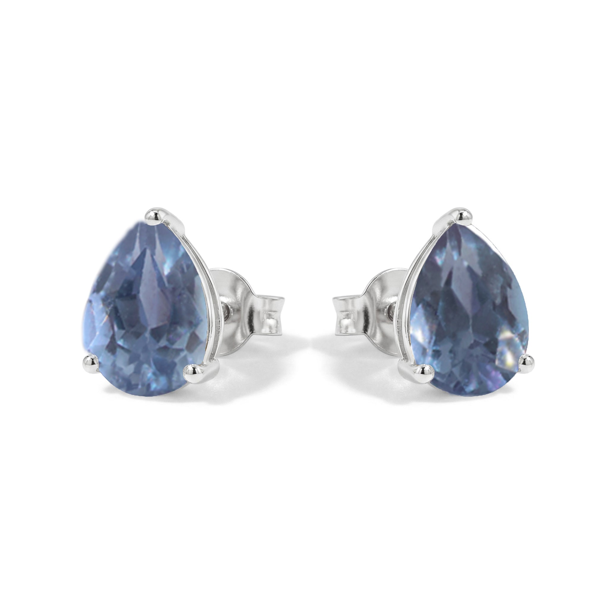 Alexandrite Pear Solitaire Stud Earring in 925 Sterling Silver 10X8 MM 5.35ct