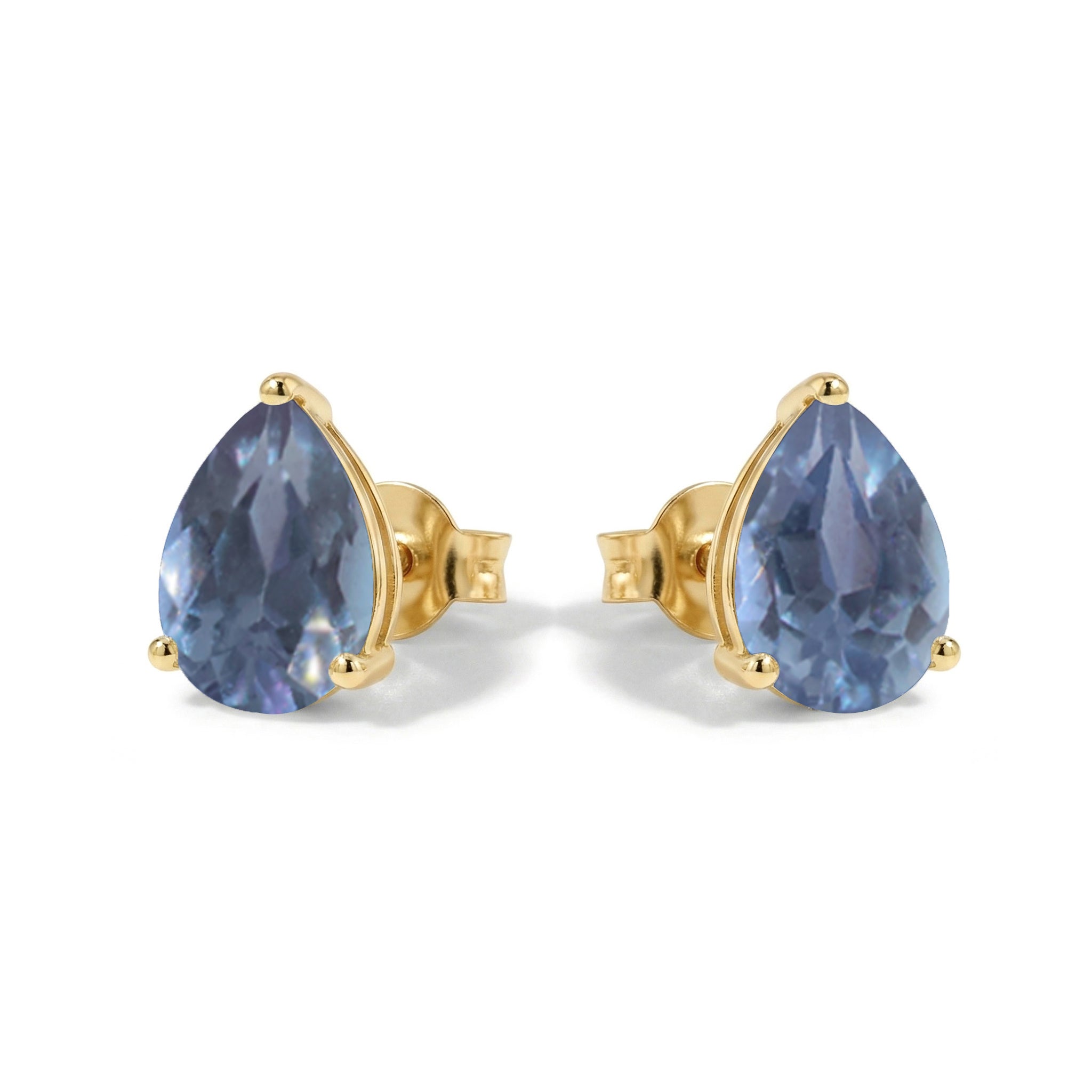 Alexandrite Pear Solitaire Stud Earring in 925 Sterling Silver 10X8 MM 5.35ct