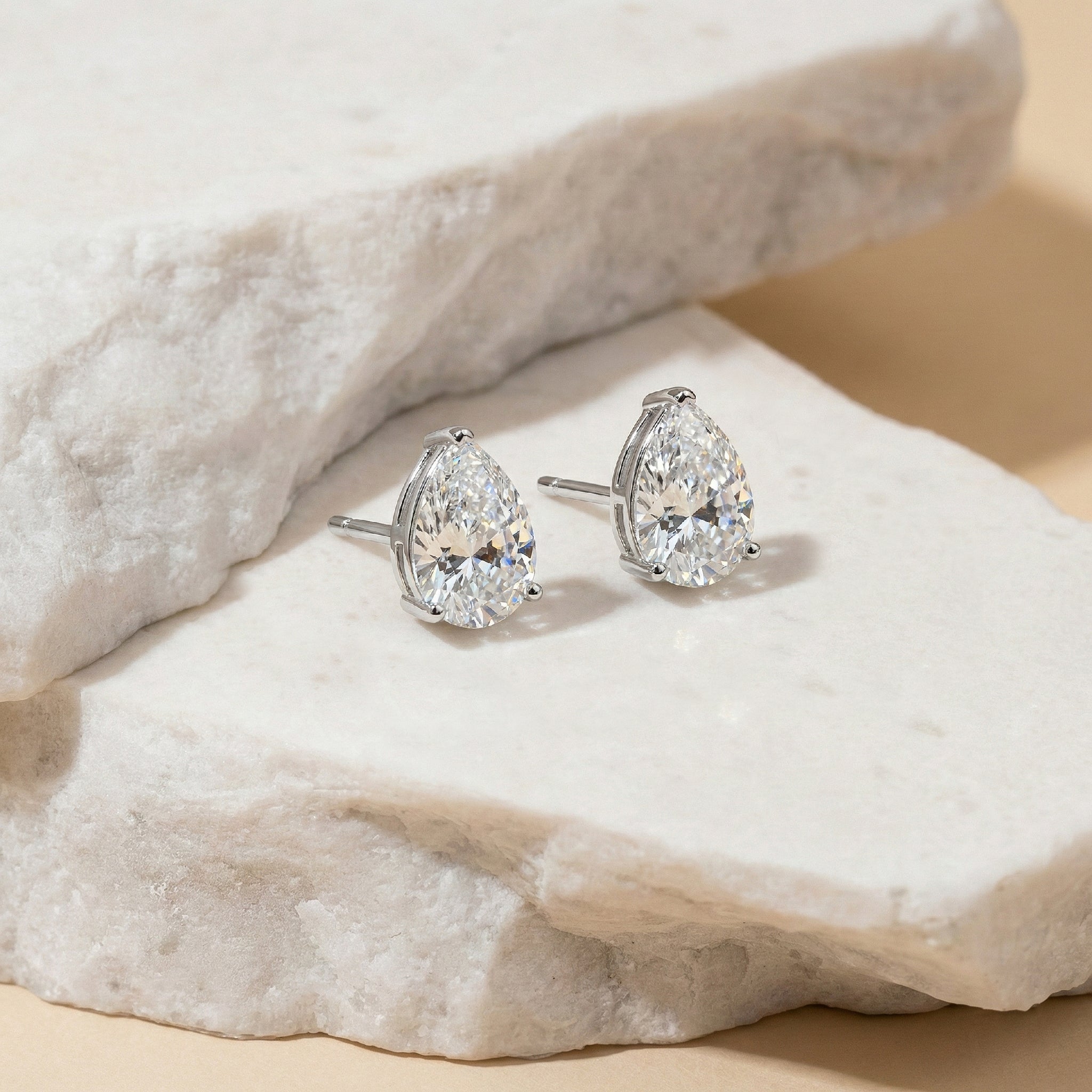 Sterling silver cubic zirconia earrings pear cut