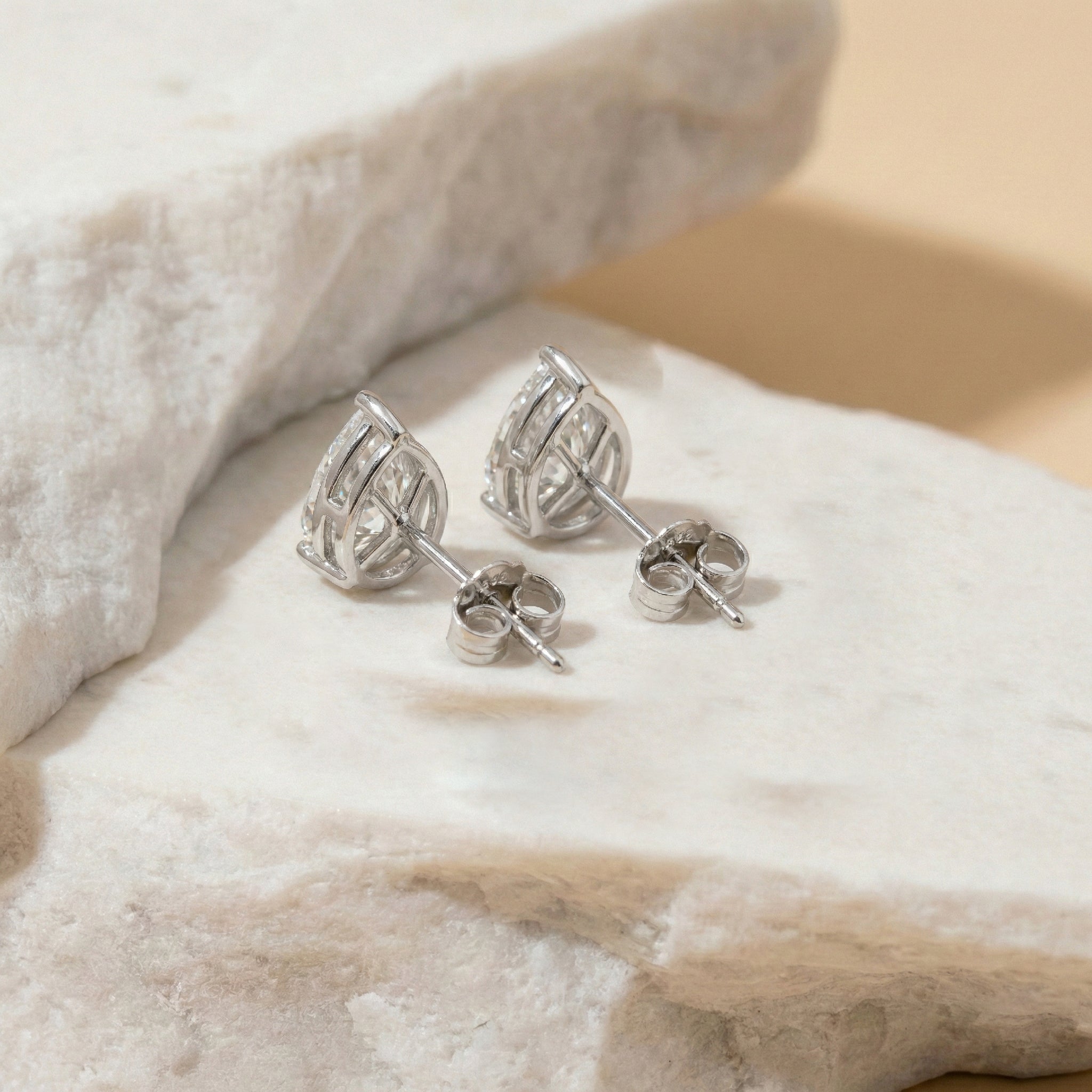 Simulated Diamond CZ Pear Solitaire Stud Earring in 925 Sterling Silver 10X8 MM 5.35ct