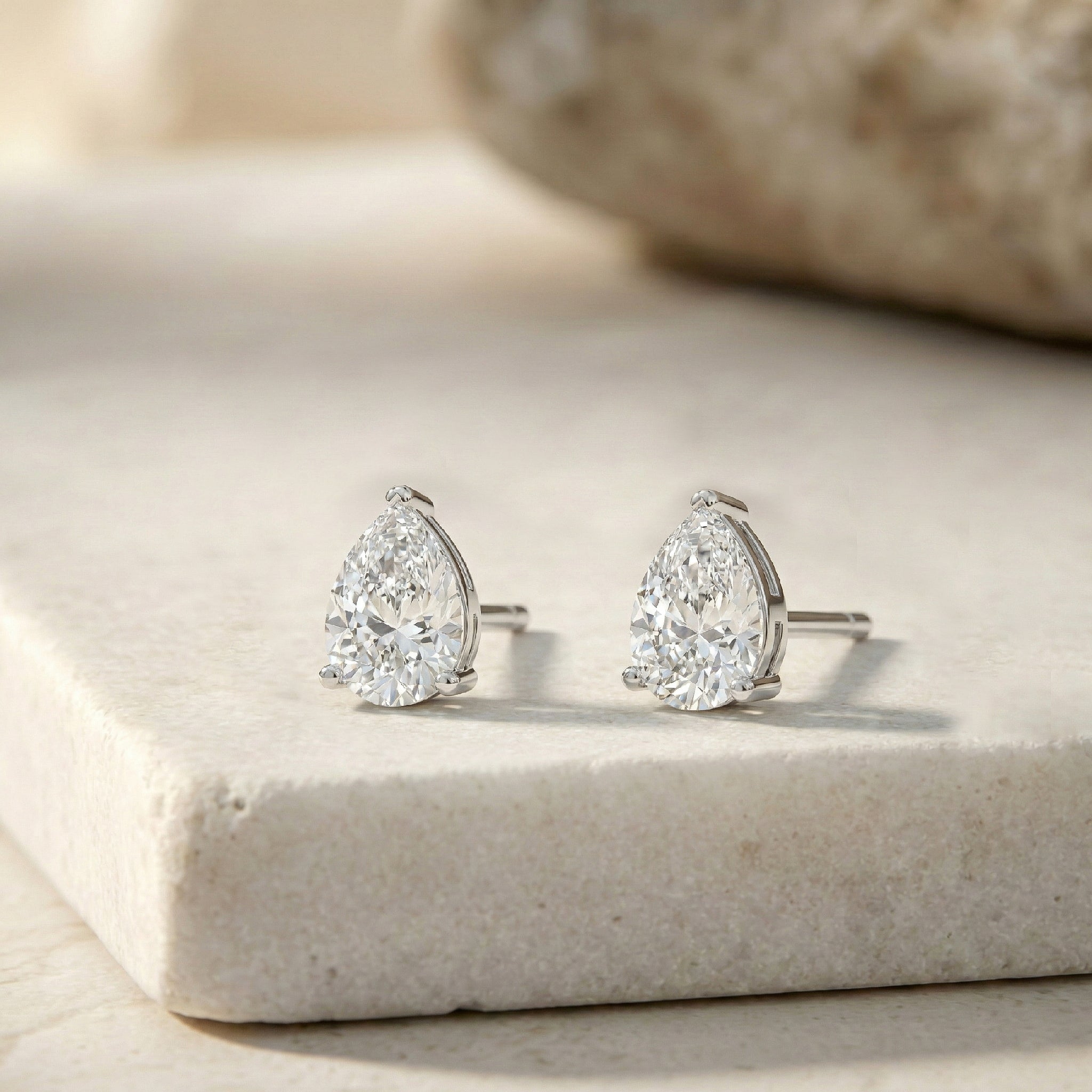 Simulated Diamond CZ Pear Solitaire Stud Earring in 925 Sterling Silver 10X8 MM 5.35ct