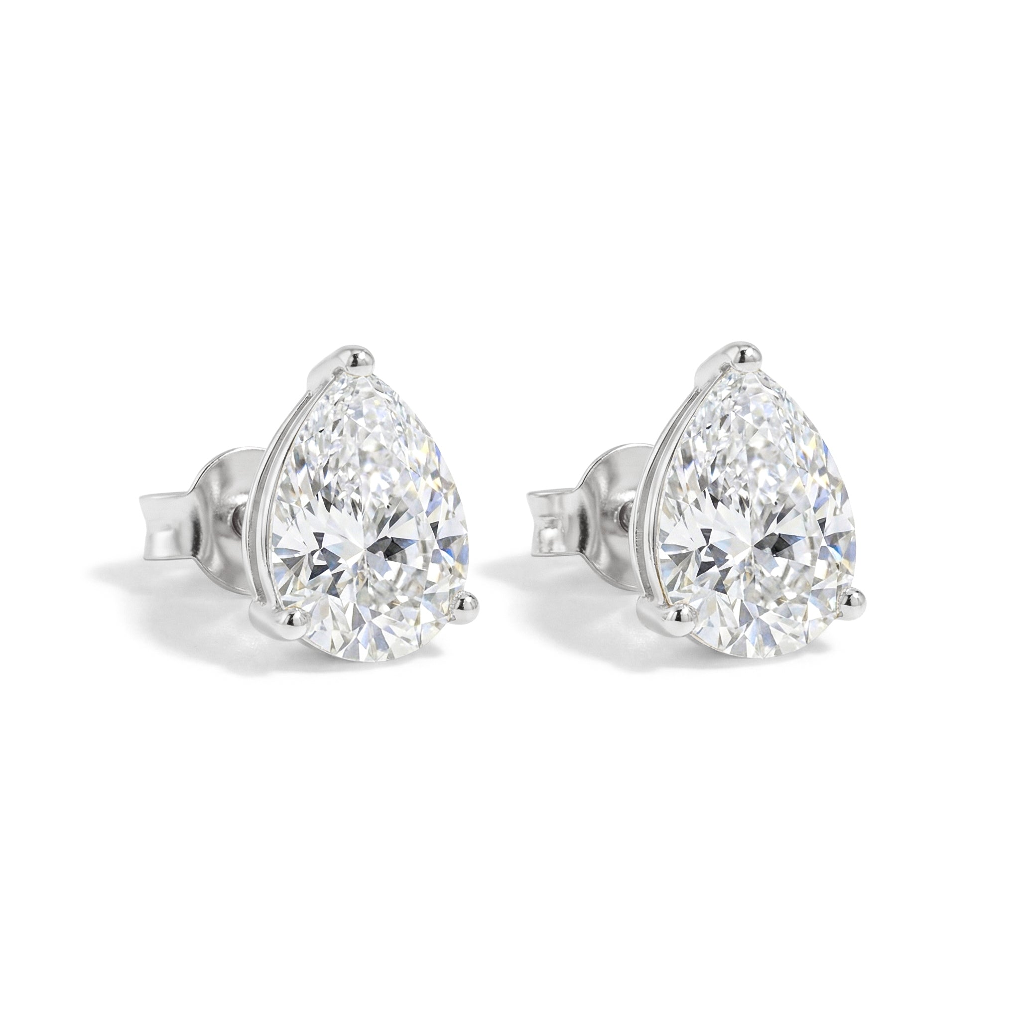 Simulated Diamond CZ Pear Solitaire Stud Earring in 925 Sterling Silver 10X8 MM 5.35ct
